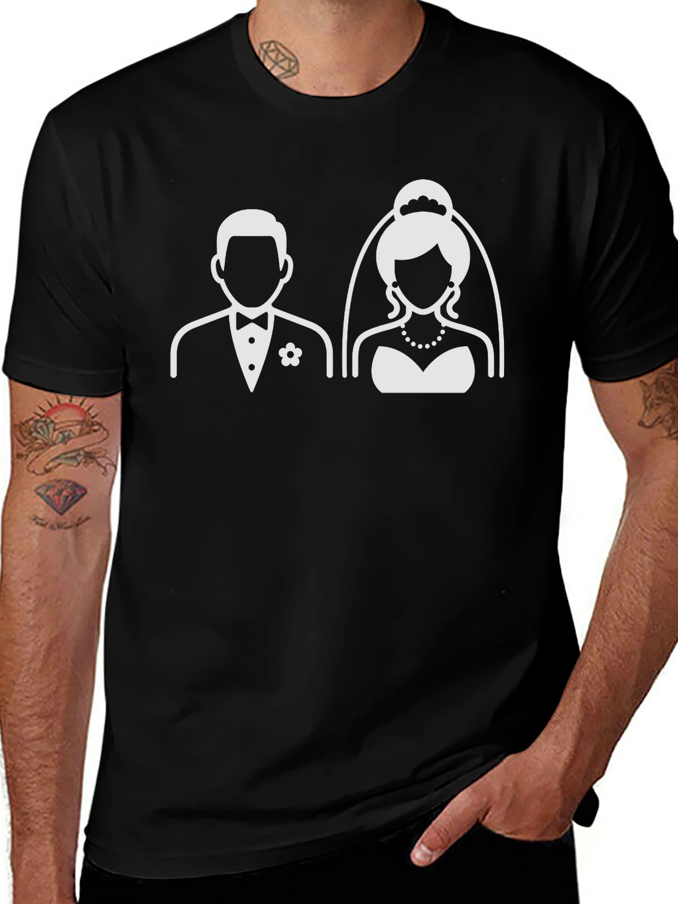 Bride and Groom Graphic Black T-Shirt