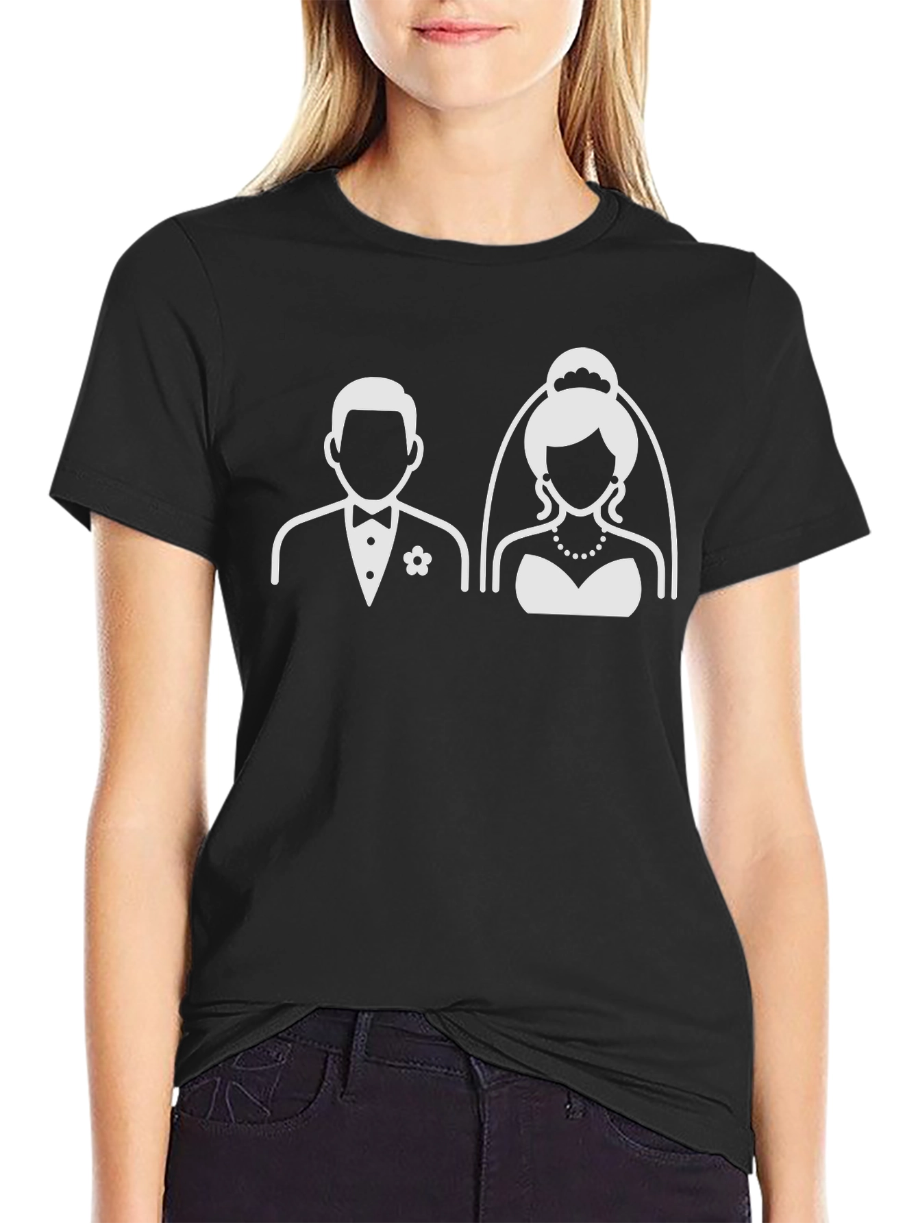 Bride and Groom Graphic Black T-Shirt