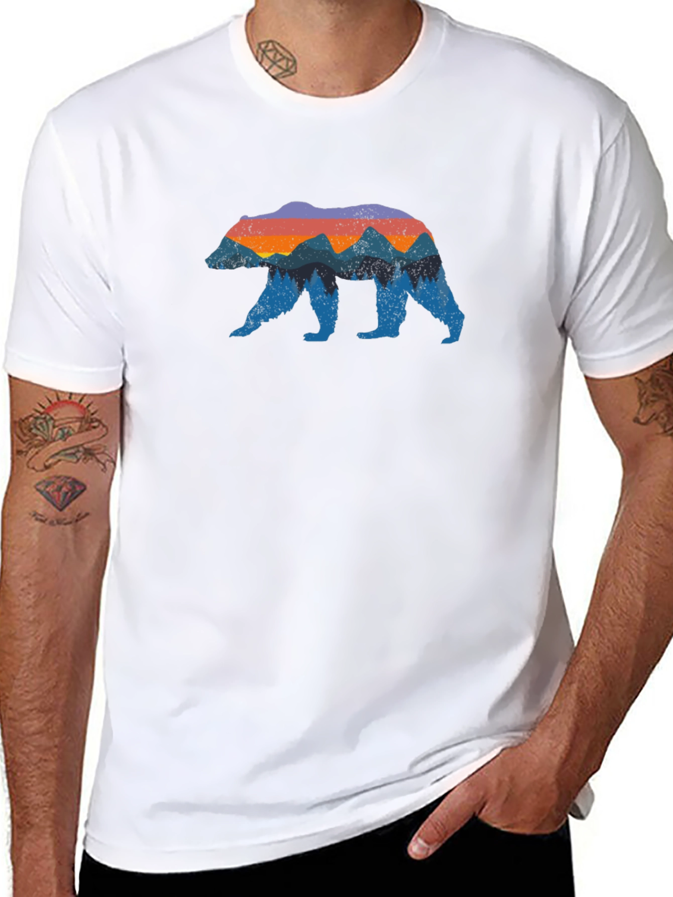 Bear & Mountain Graphic Tee - Nature Lovers Shirt