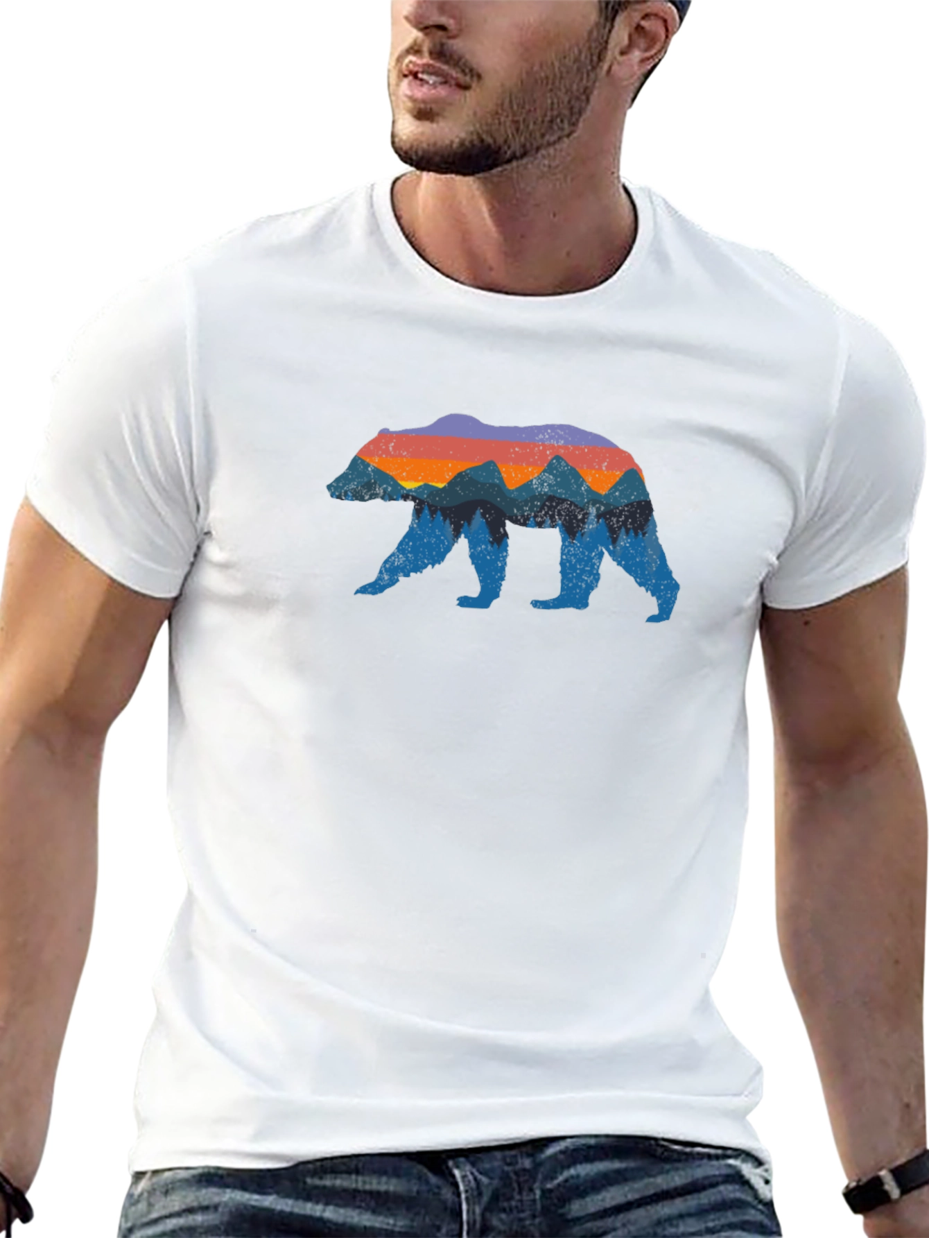 Bear & Mountain Graphic Tee - Nature Lovers Shirt