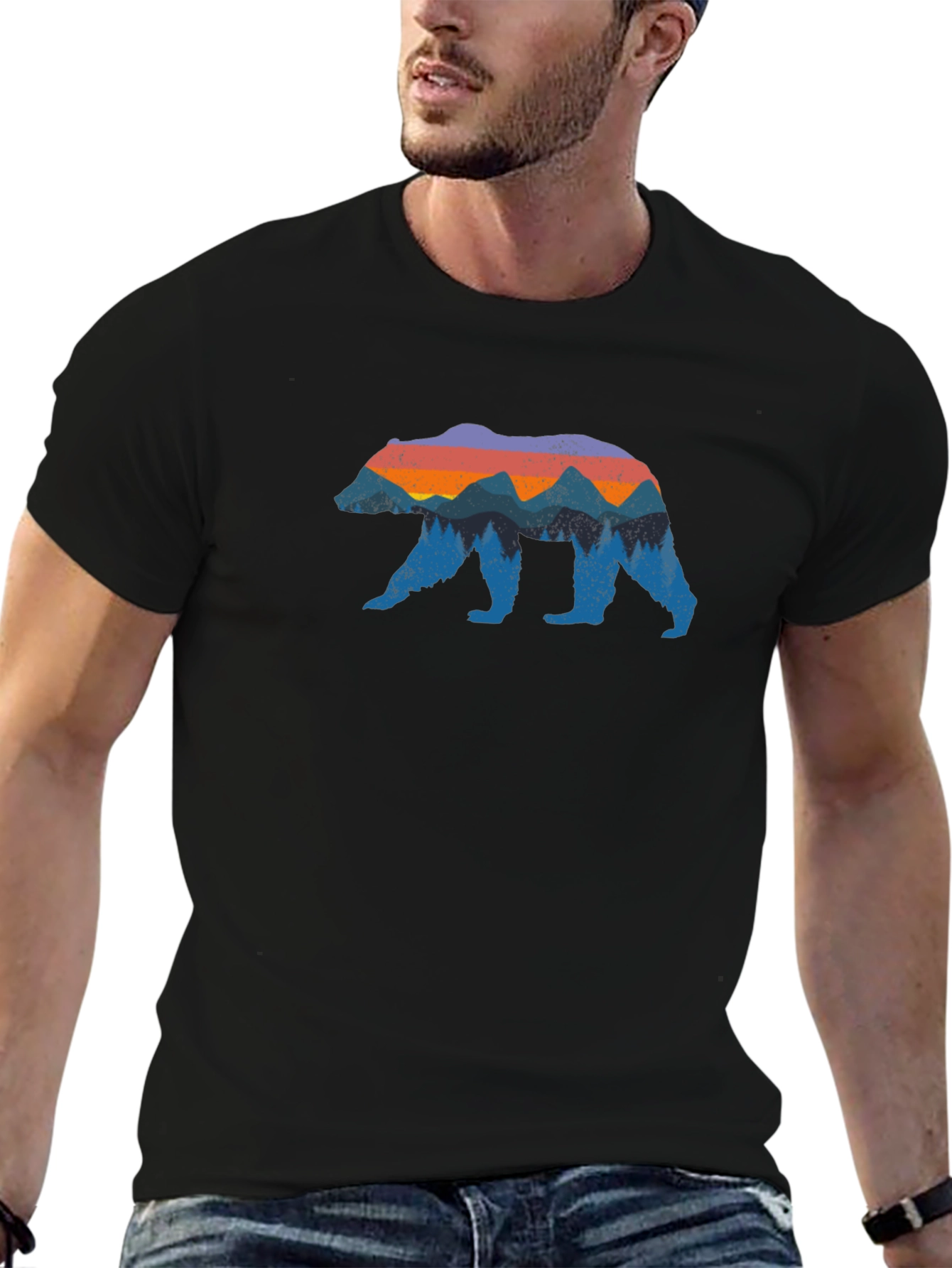 Bear & Mountain Graphic Tee - Nature Lovers Shirt