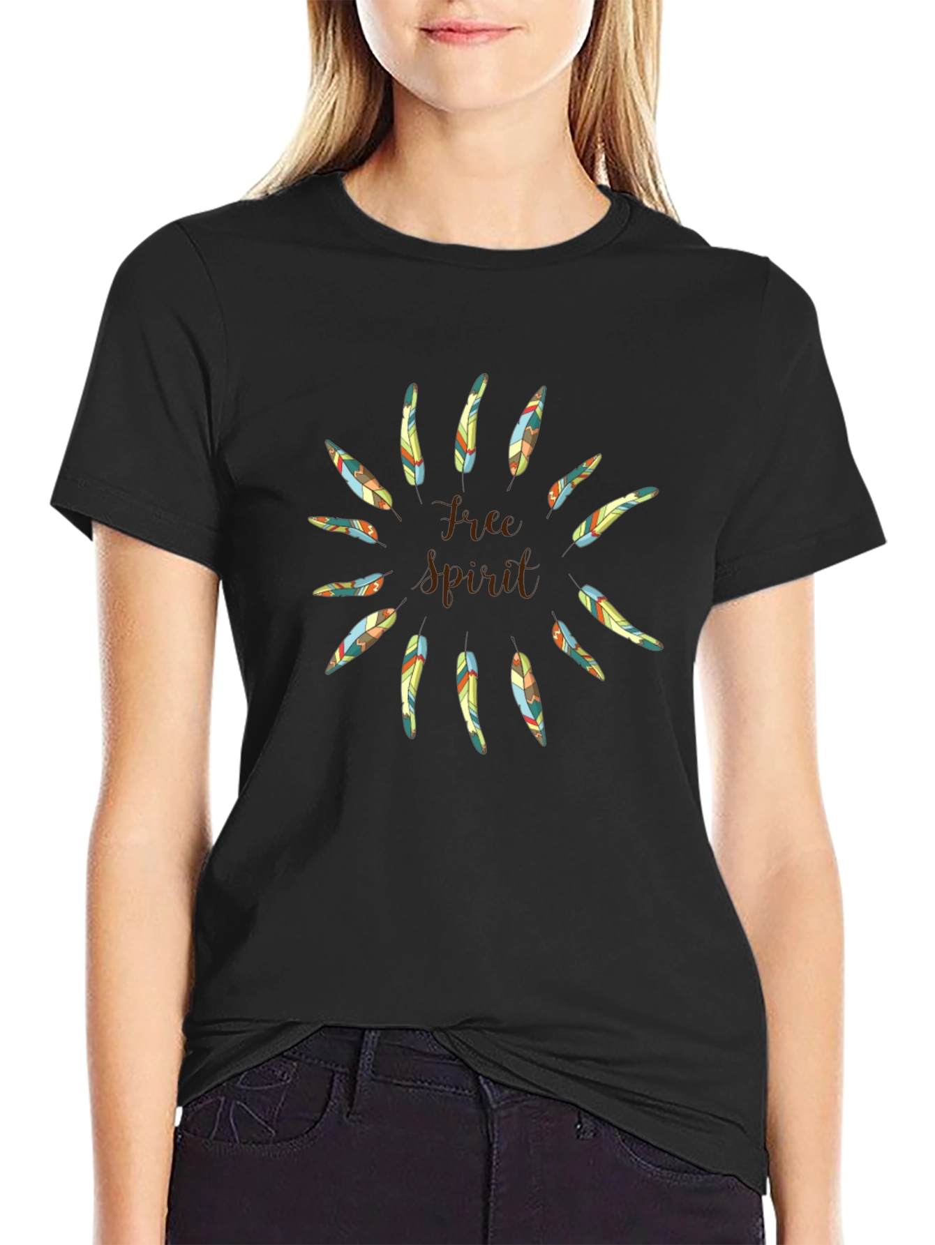 Free Spirit Feather Graphic T-Shirt