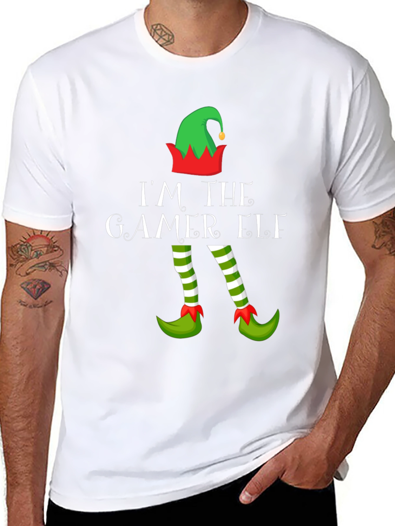 Gamer Elf Christmas Graphic Tee - Holiday Gaming Apparel