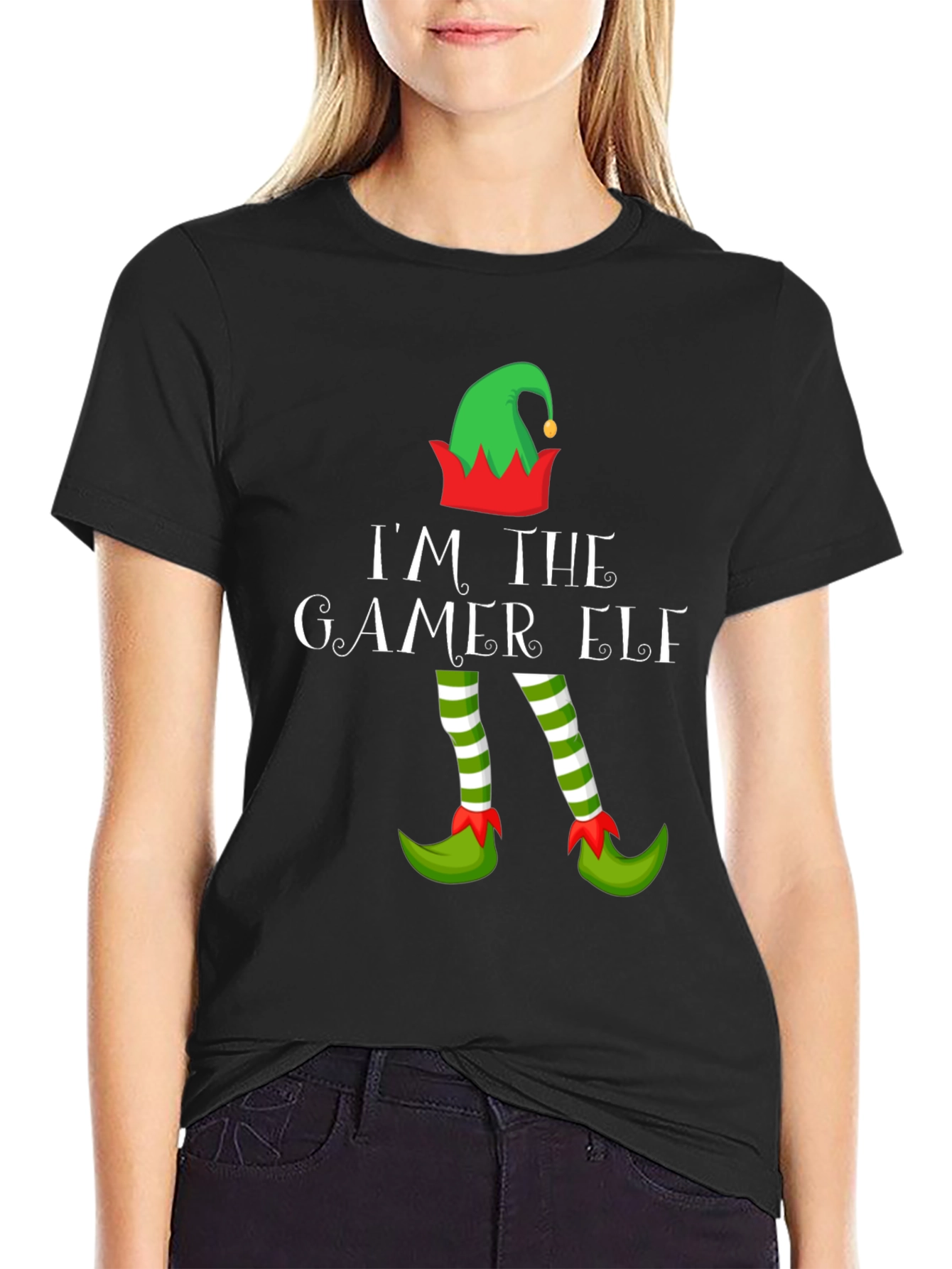 Gamer Elf Christmas Graphic Tee - Holiday Gaming Apparel