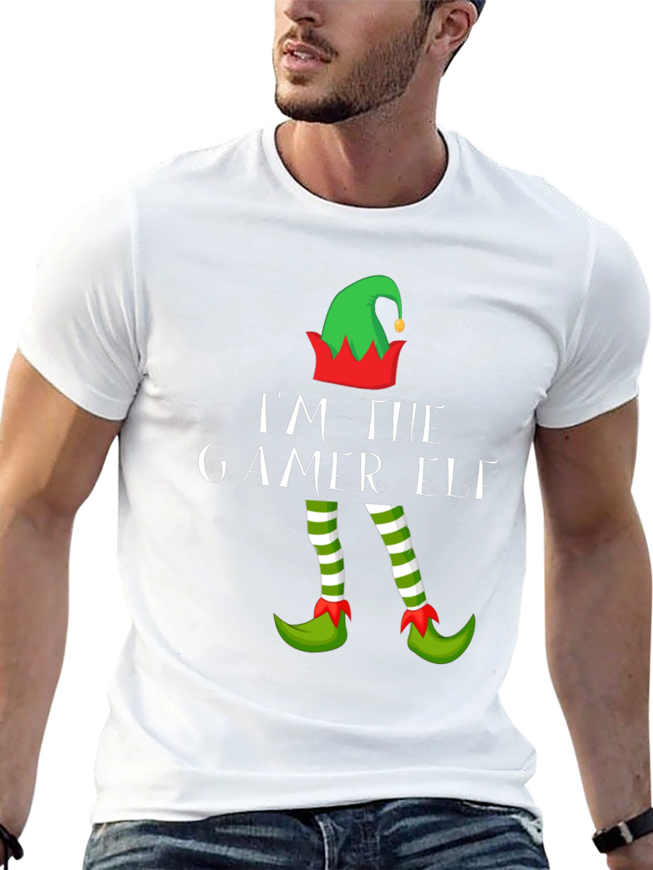 Gamer Elf Christmas Graphic Tee - Holiday Gaming Apparel