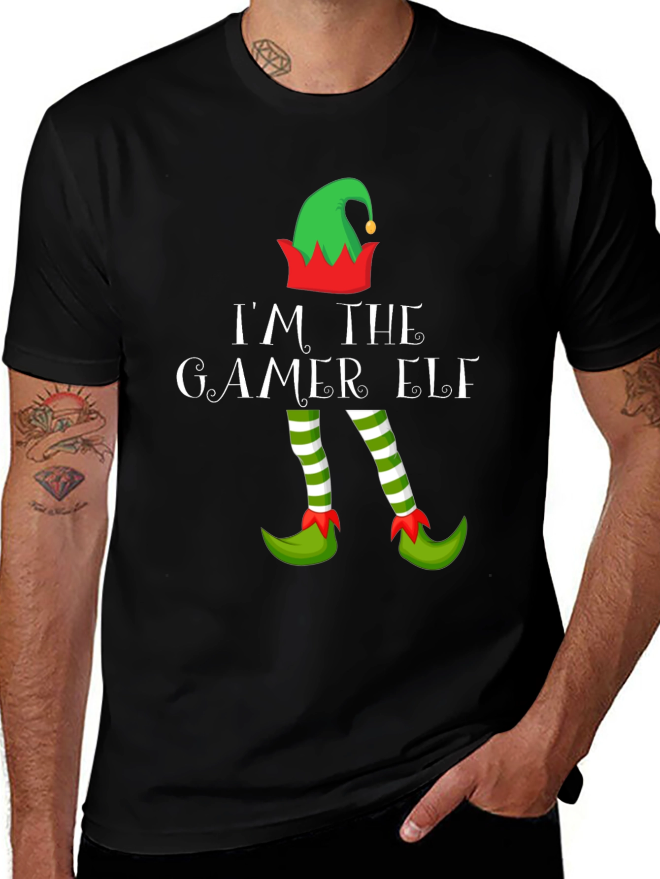 Gamer Elf Christmas Graphic Tee - Holiday Gaming Apparel