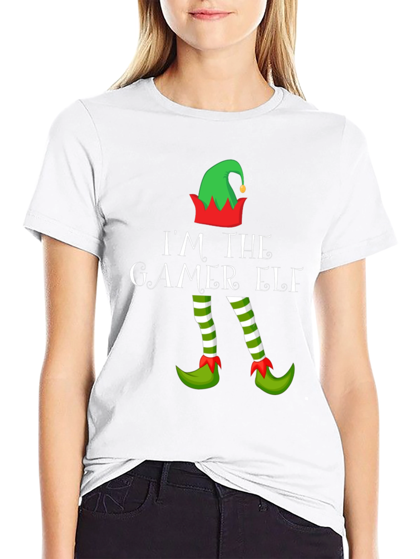 Gamer Elf Christmas Graphic Tee - Holiday Gaming Apparel