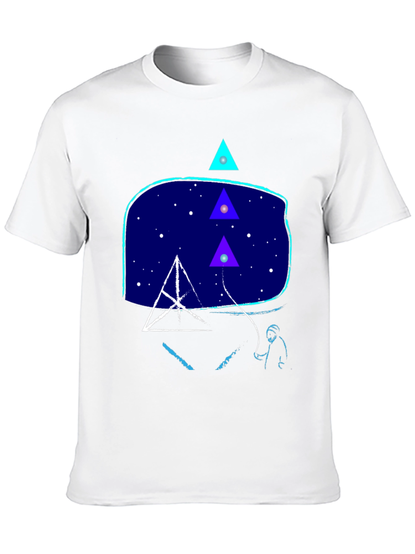 Geometric Graphic Print Mens Black T-Shirt
