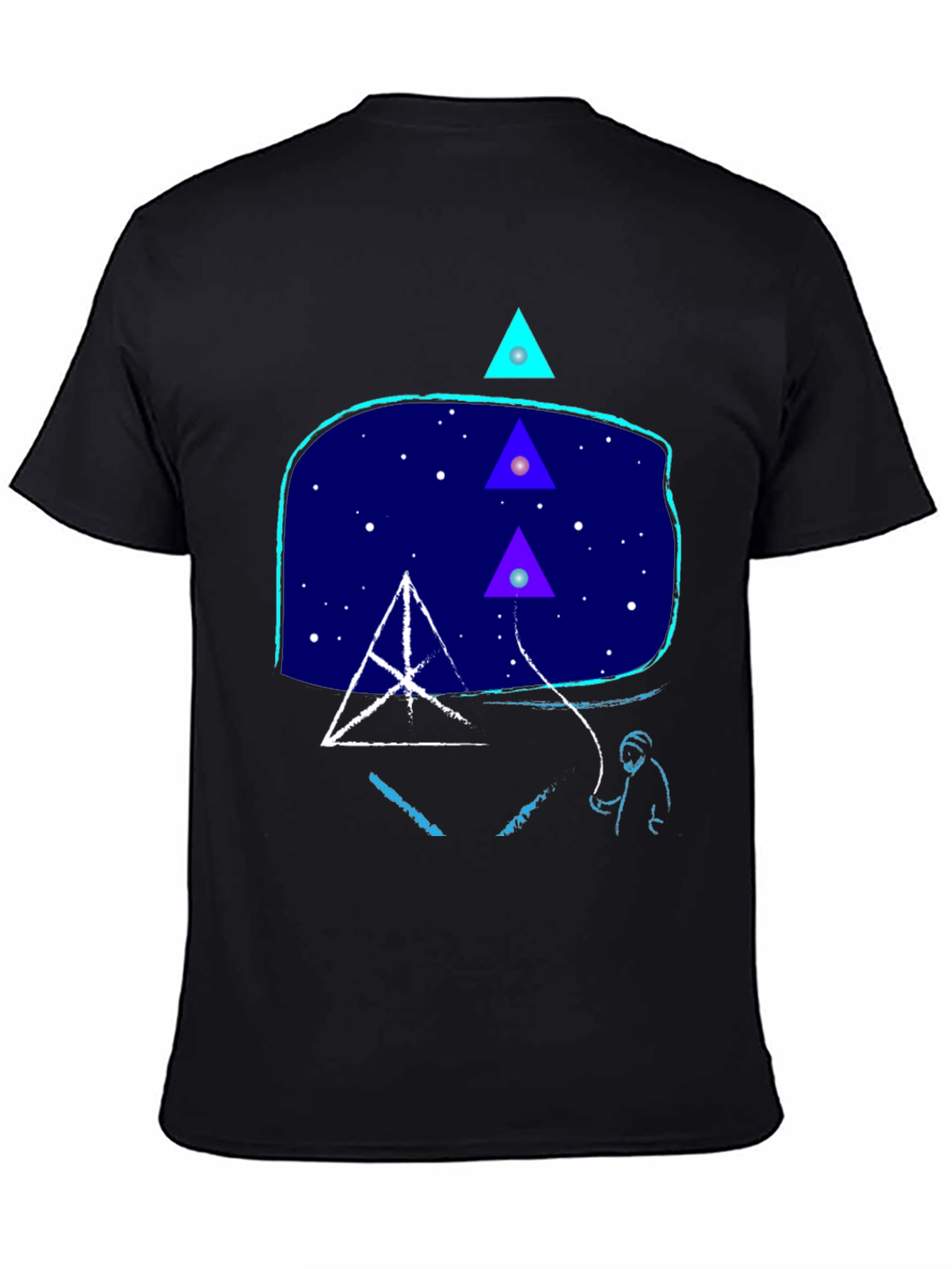 Geometric Graphic Print Mens Black T-Shirt