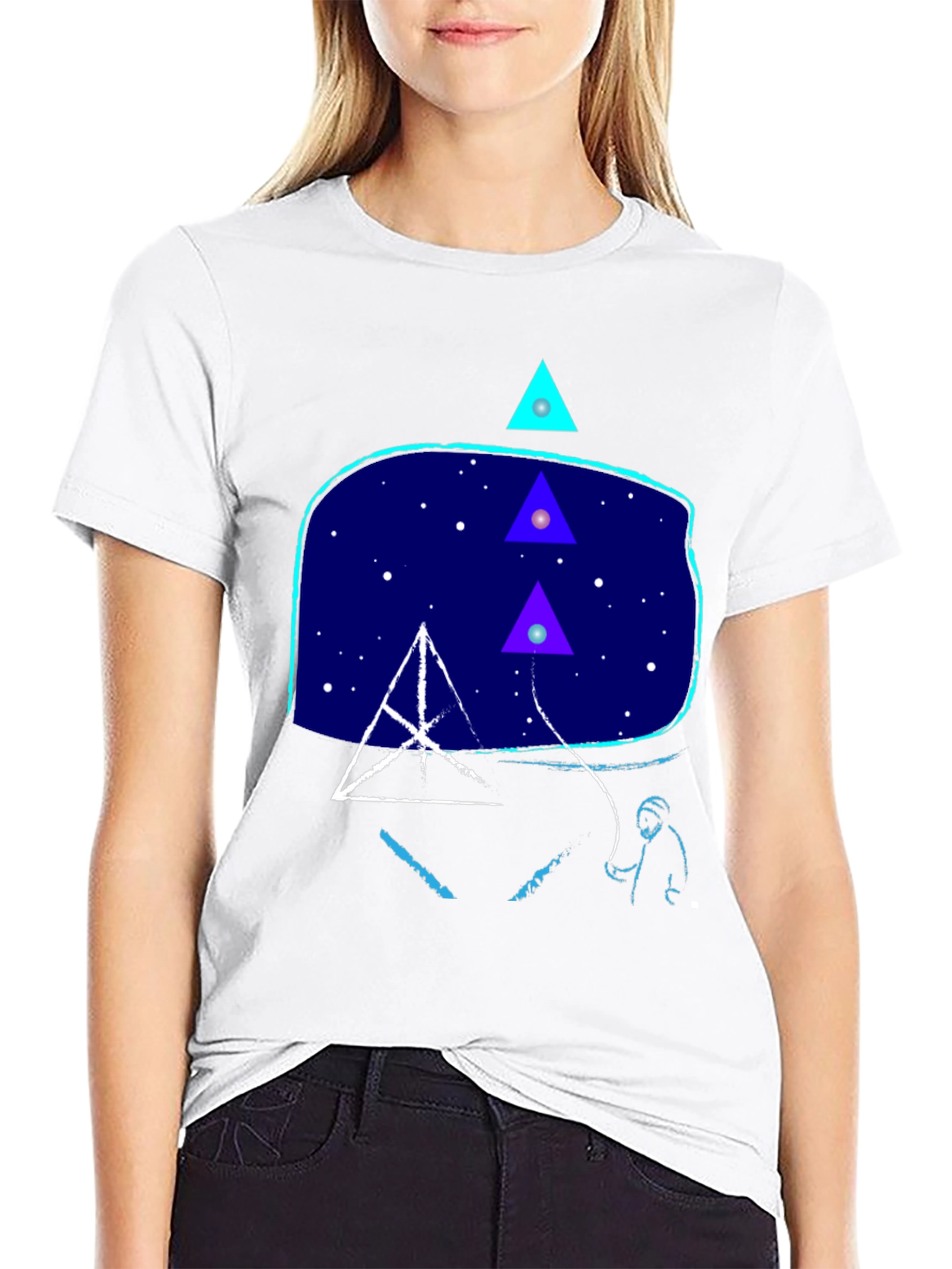Geometric Graphic Print Mens Black T-Shirt