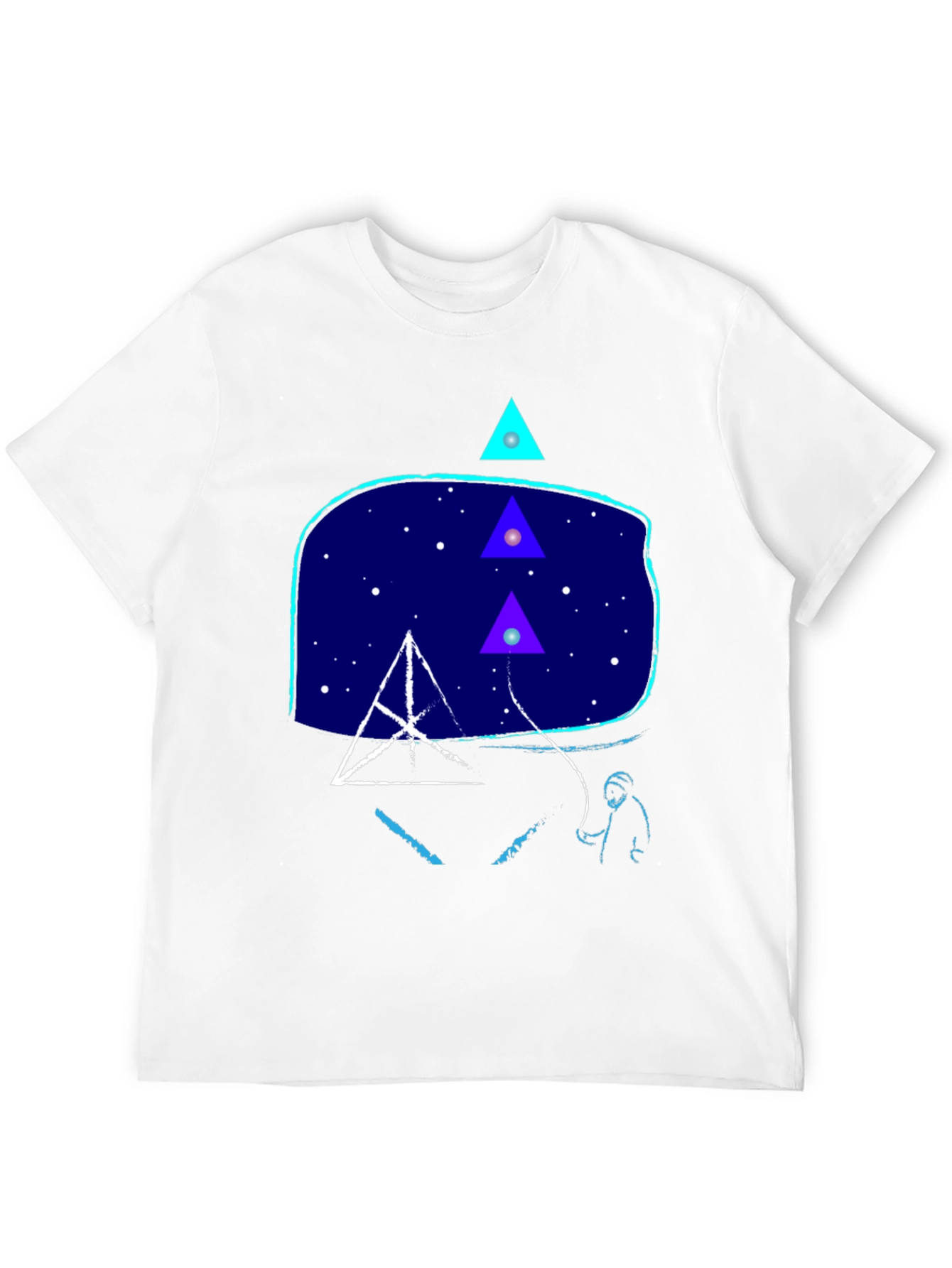 Geometric Graphic Print Mens Black T-Shirt