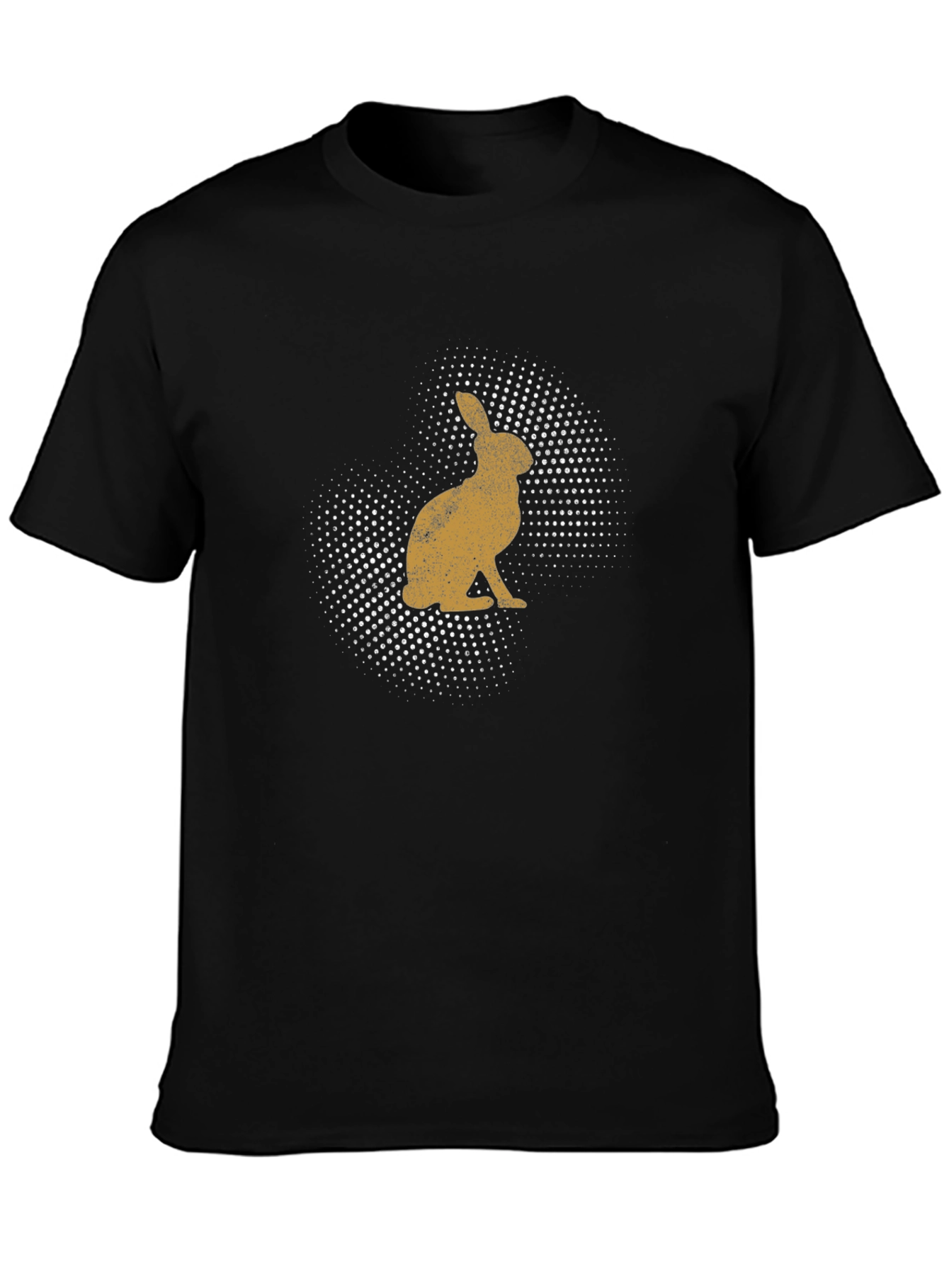 Mens Rabbit Print Black Crew Neck T-Shirt