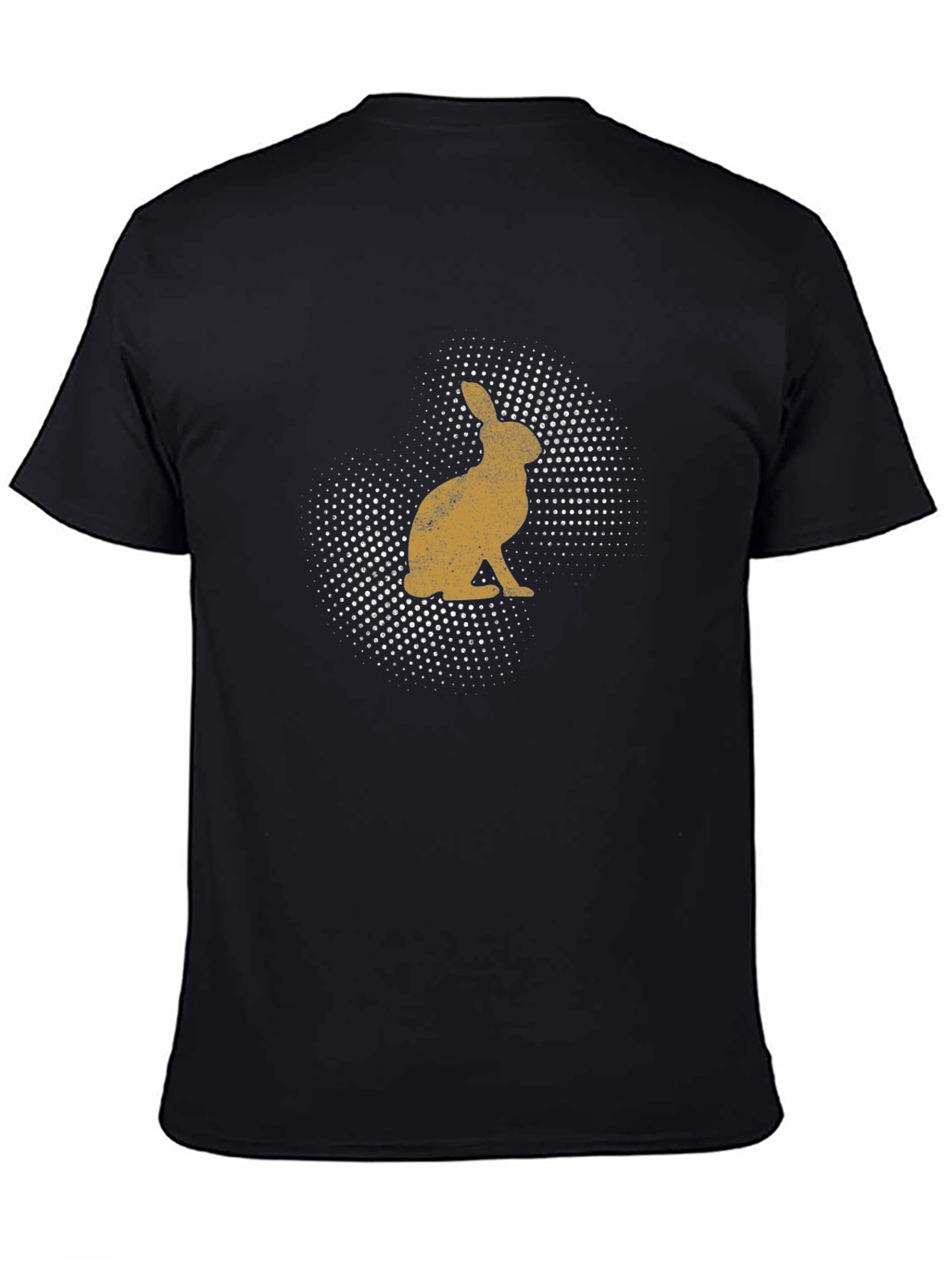 Mens Rabbit Print Black Crew Neck T-Shirt