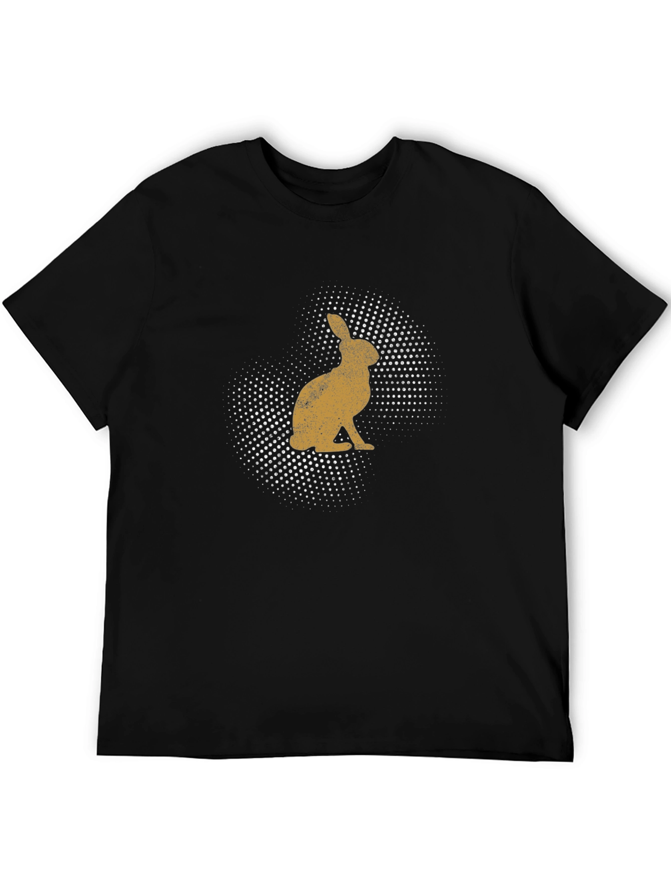 Mens Rabbit Print Black Crew Neck T-Shirt