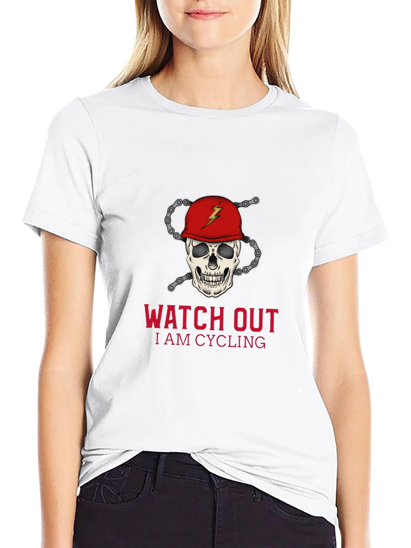Skull Cycling T-Shirt - Watch Out I Am Cycling!