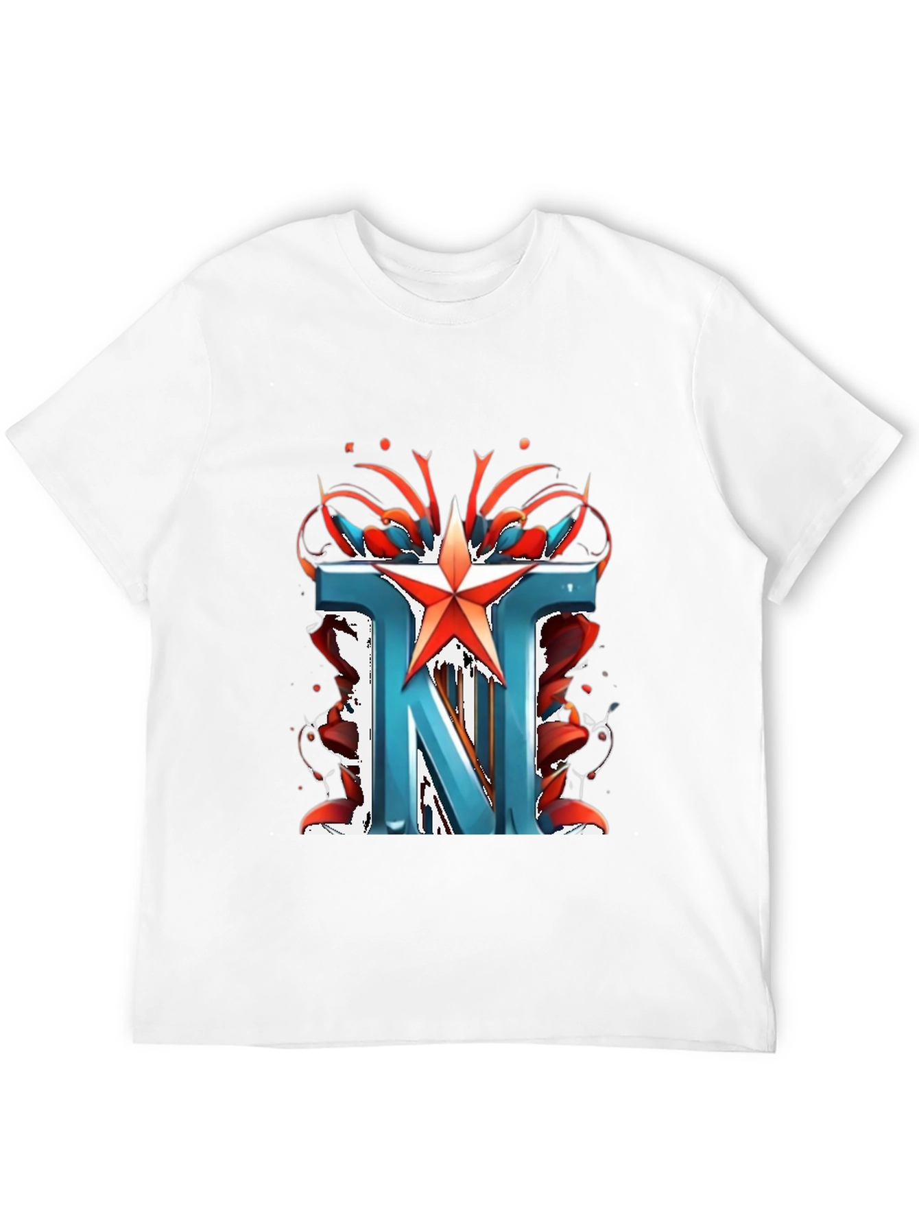 Letter N Star Graphic Black T-Shirt