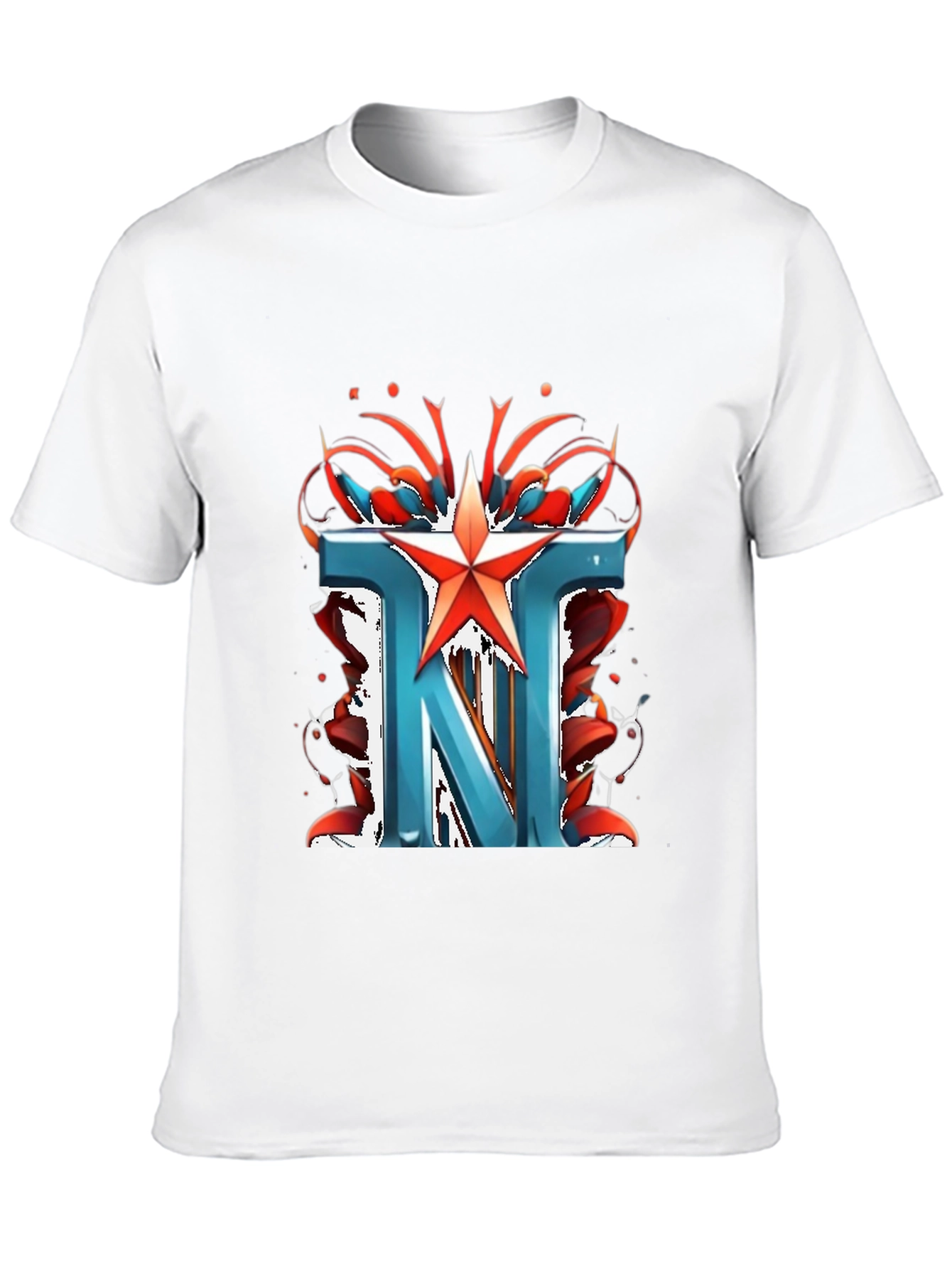 Letter N Star Graphic Black T-Shirt