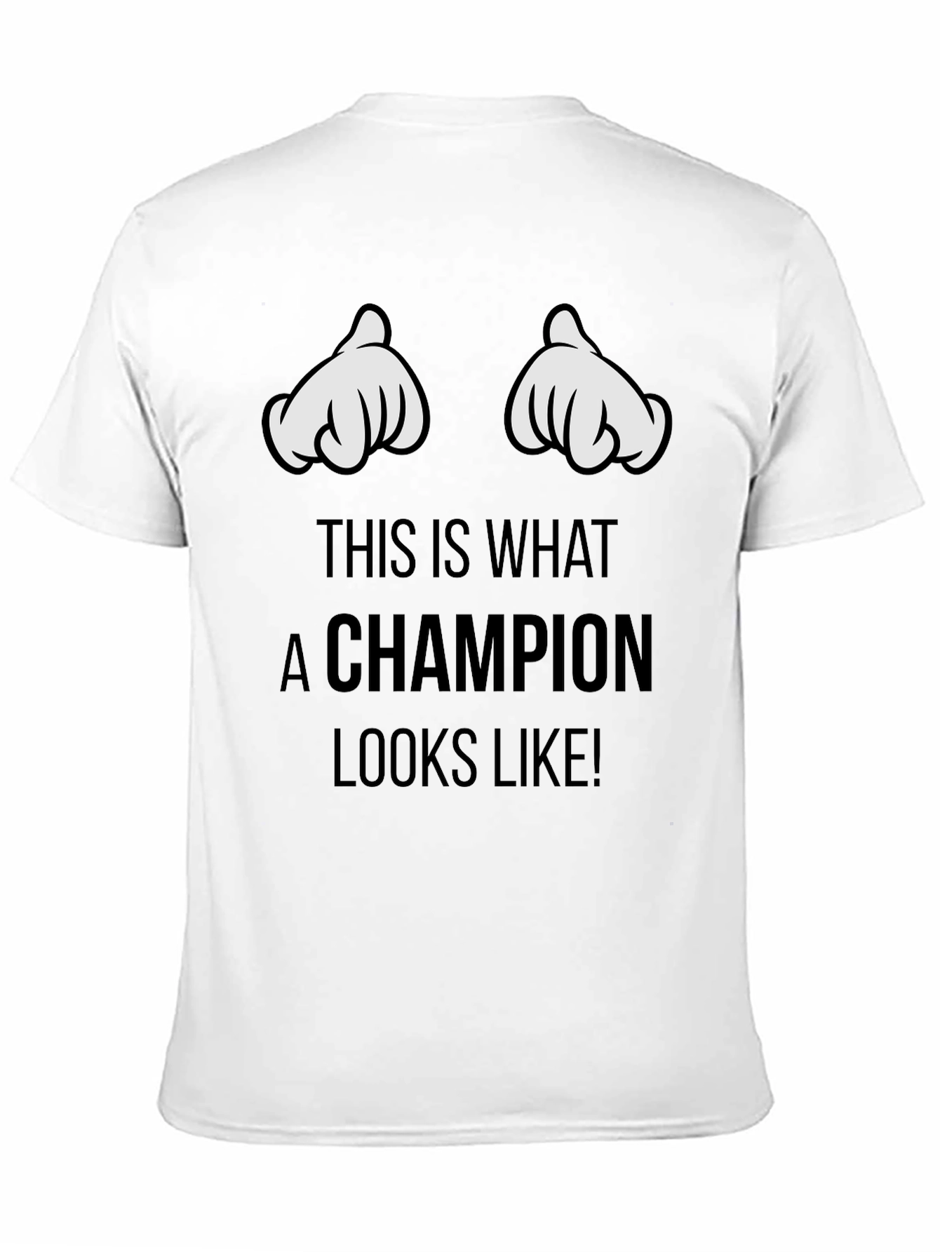 Champion T-Shirt with Cartoon Hands Design