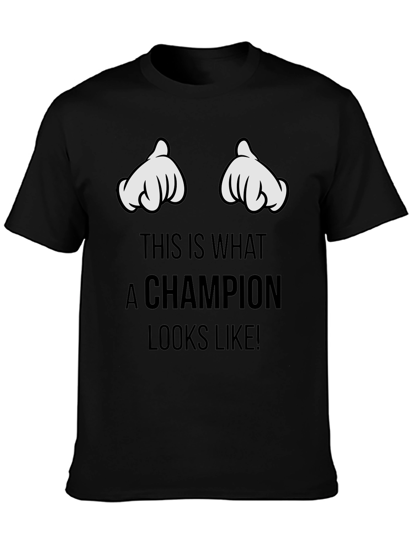 Champion T-Shirt with Cartoon Hands Design