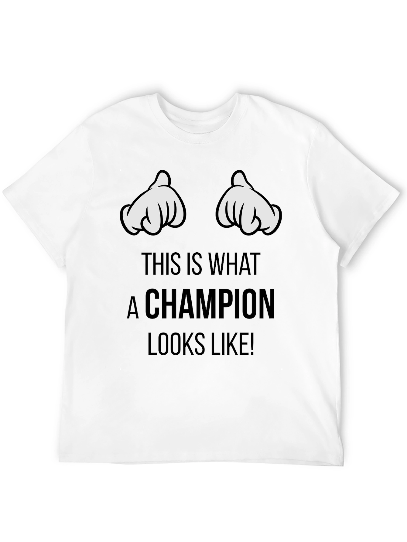 Champion T-Shirt with Cartoon Hands Design