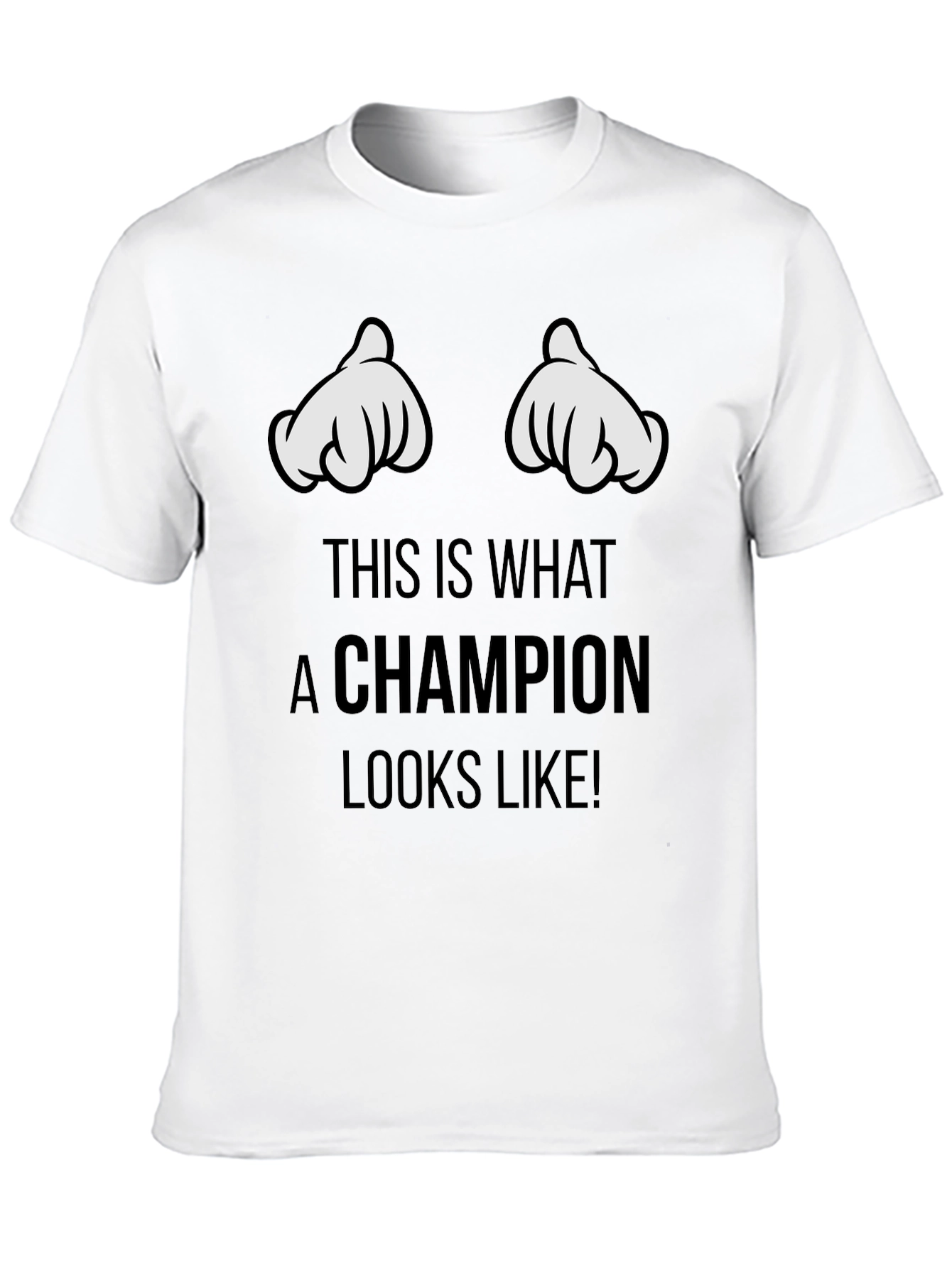 Champion T-Shirt with Cartoon Hands Design
