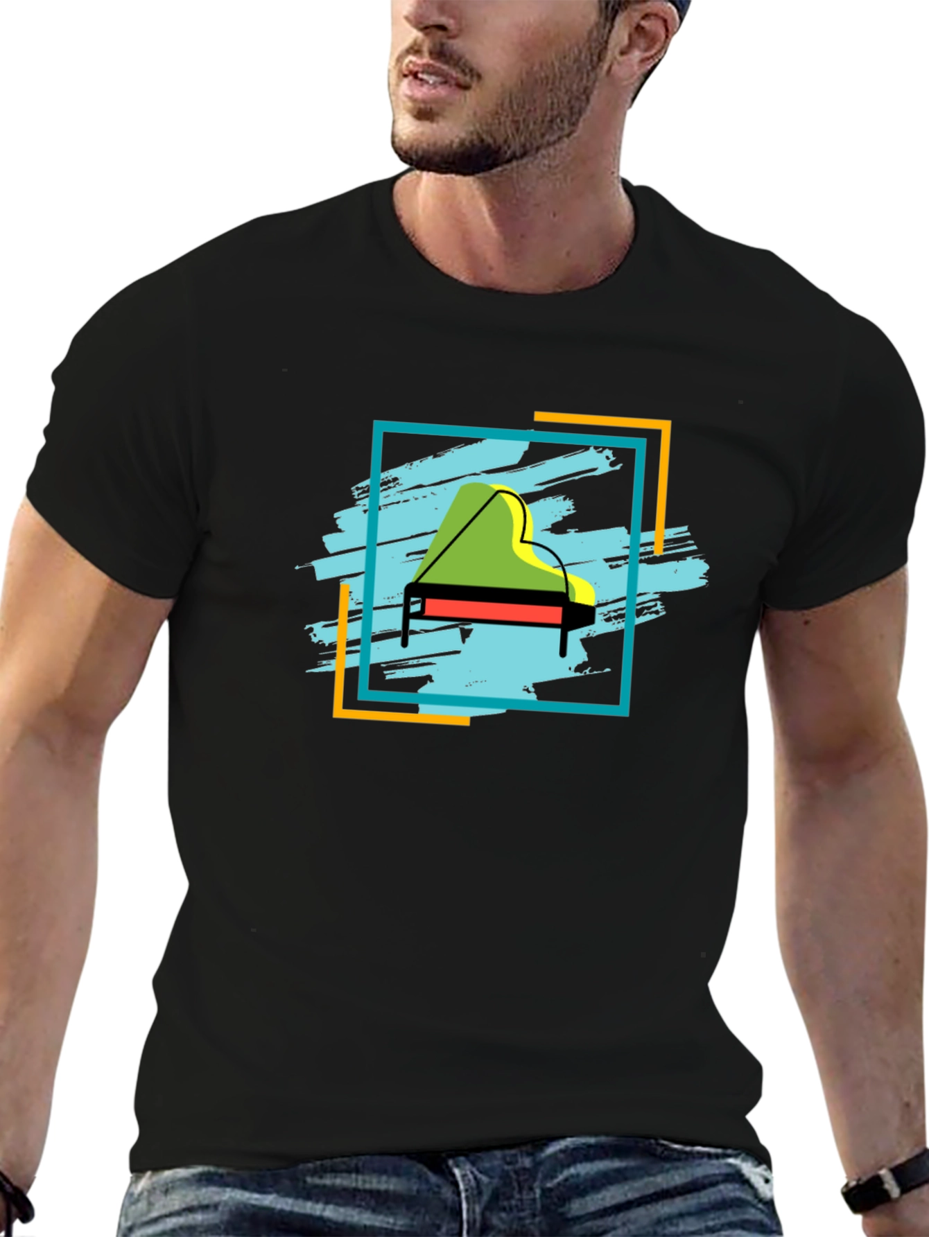 Piano Graphic Tee - Stylish Music Lover T-Shirt