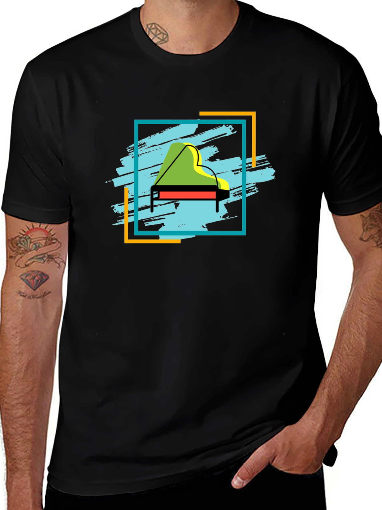 Piano Graphic Tee - Stylish Music Lover T-Shirt