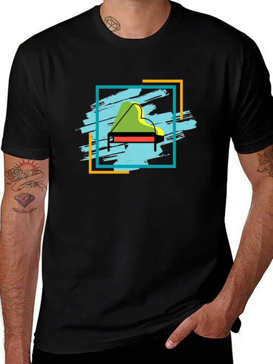 Piano Graphic Tee - Stylish Music Lover T-Shirt
