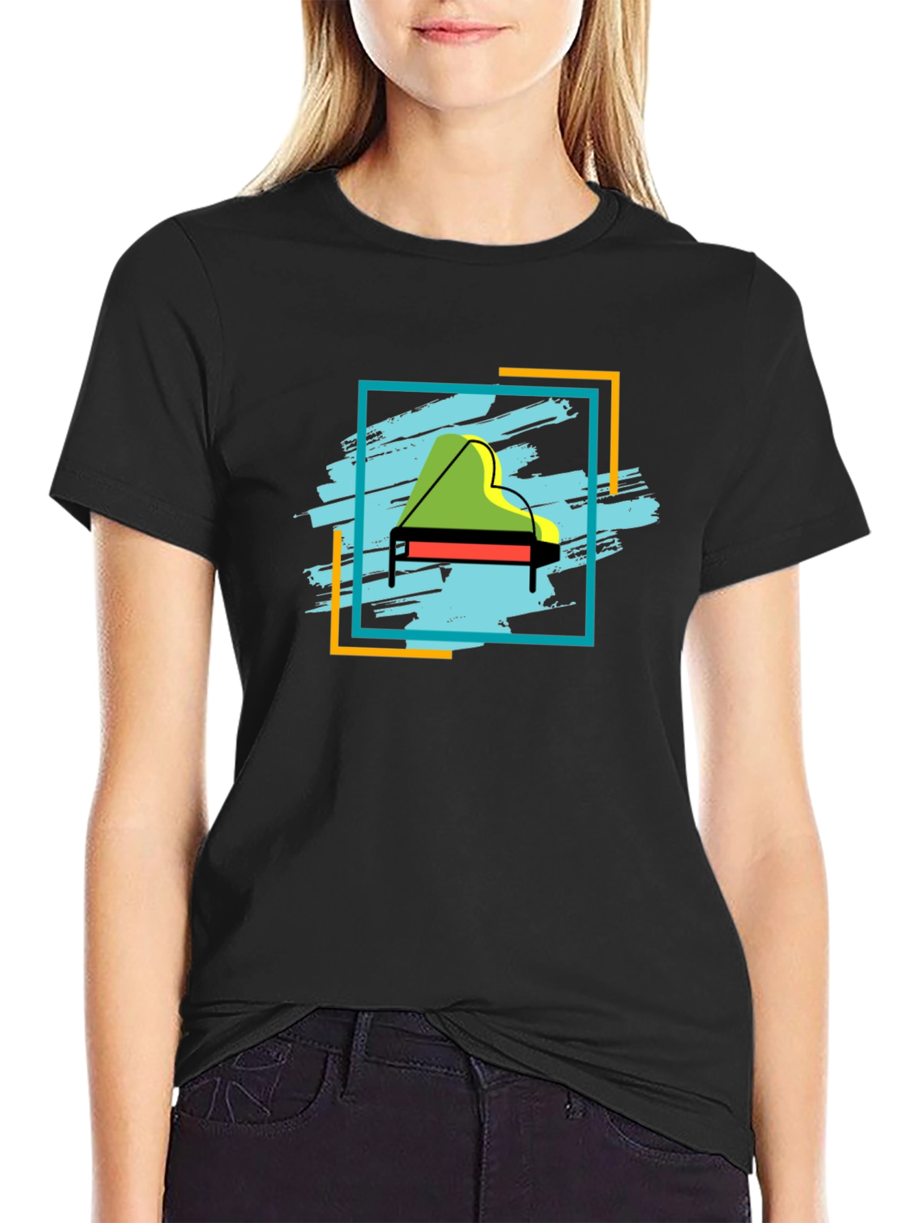 Piano Graphic Tee - Stylish Music Lover T-Shirt
