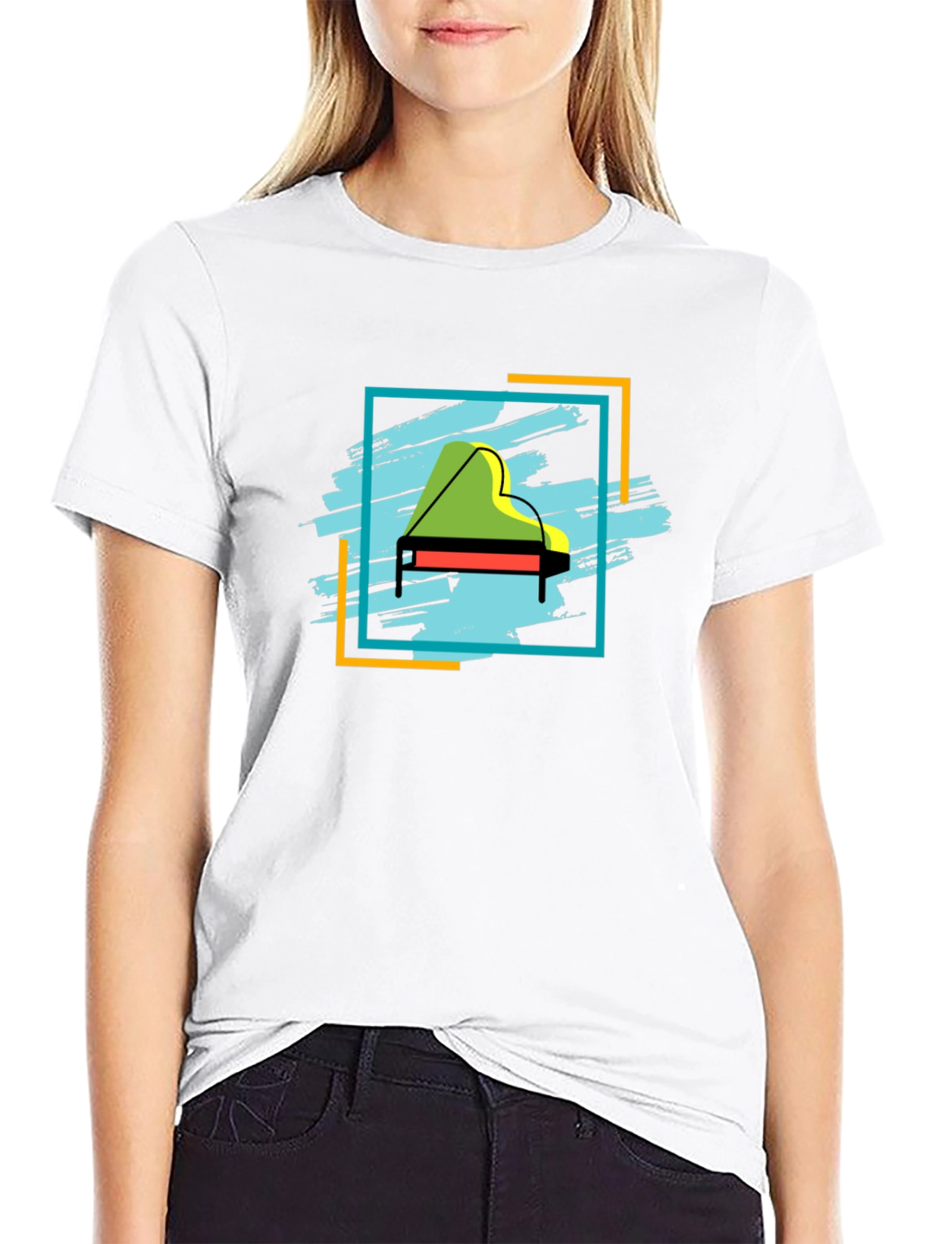 Piano Graphic Tee - Stylish Music Lover T-Shirt