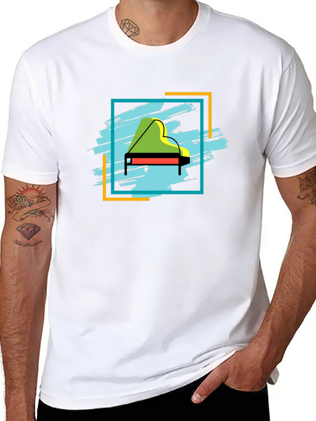 Piano Graphic Tee - Stylish Music Lover T-Shirt
