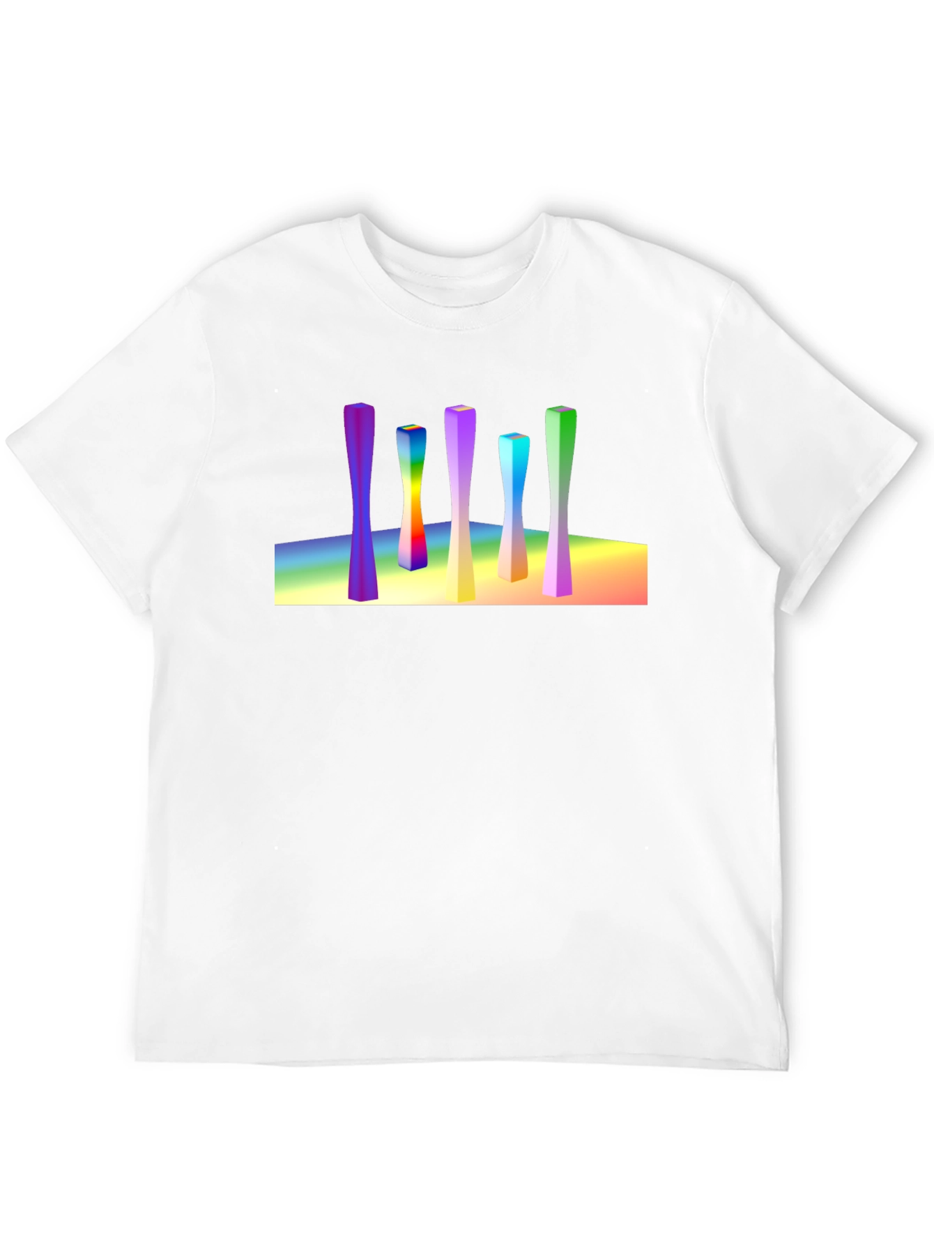 Abstract Art Rainbow Columns Black Tee