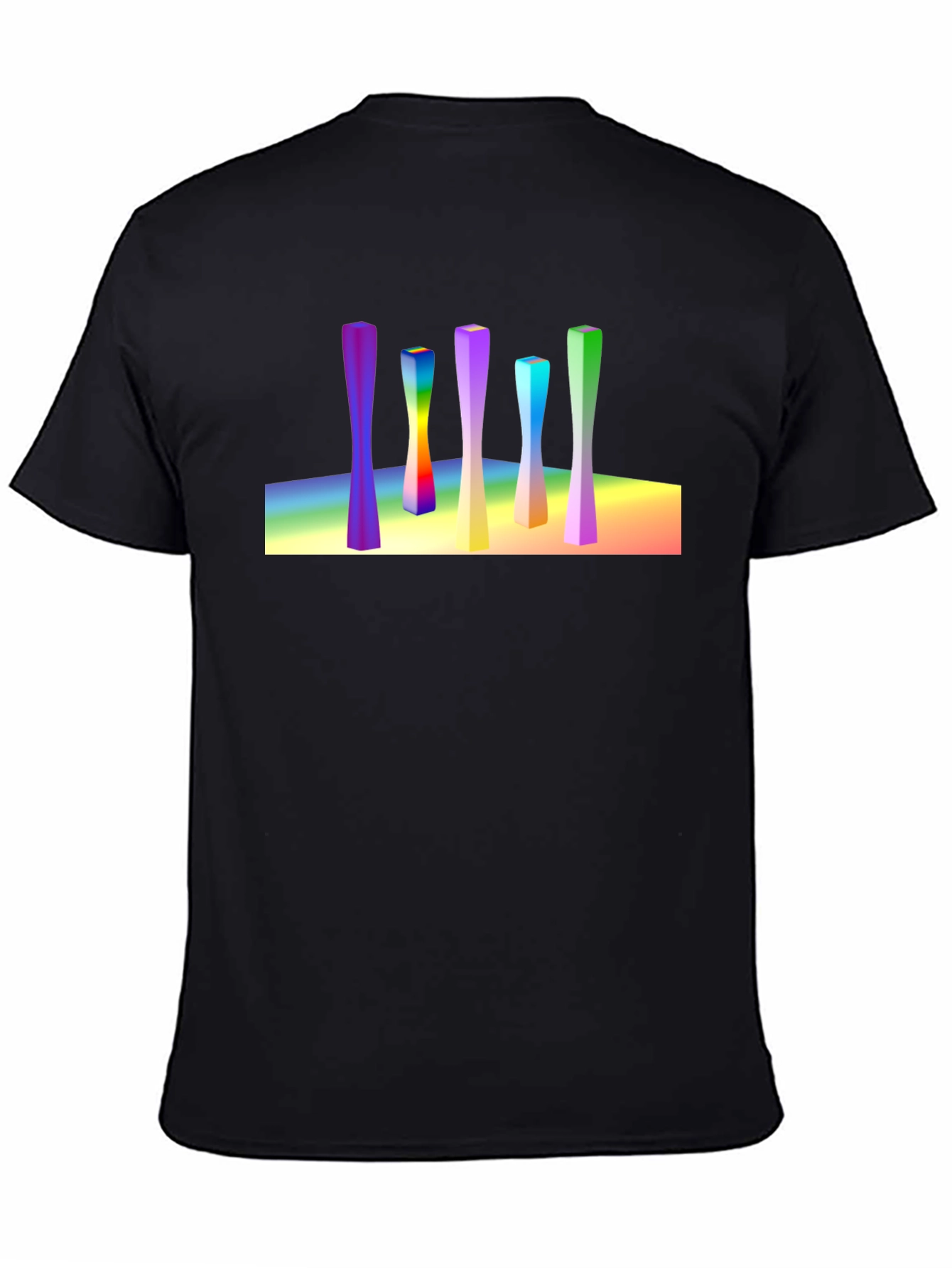 Abstract Art Rainbow Columns Black Tee