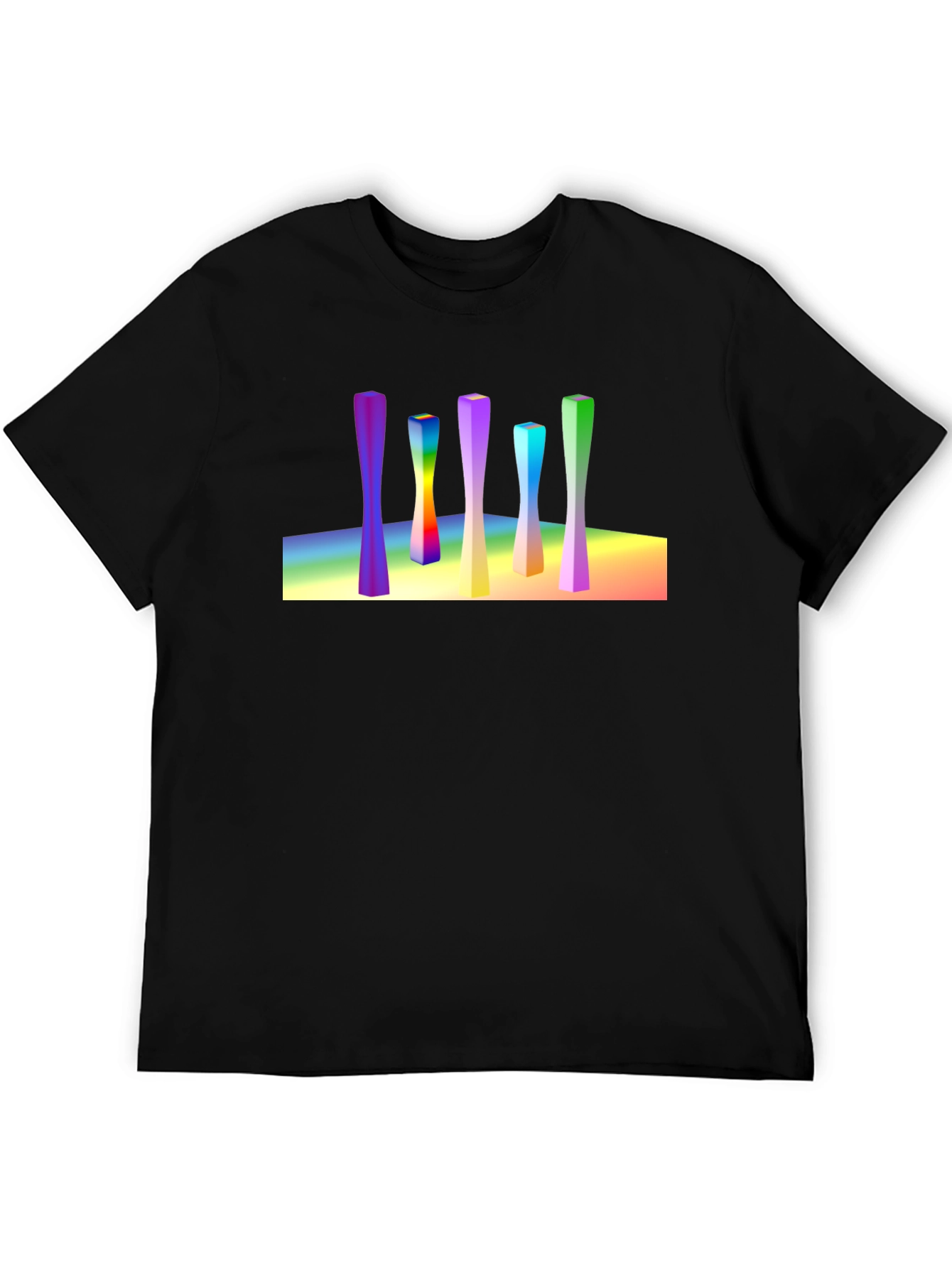 Abstract Art Rainbow Columns Black Tee