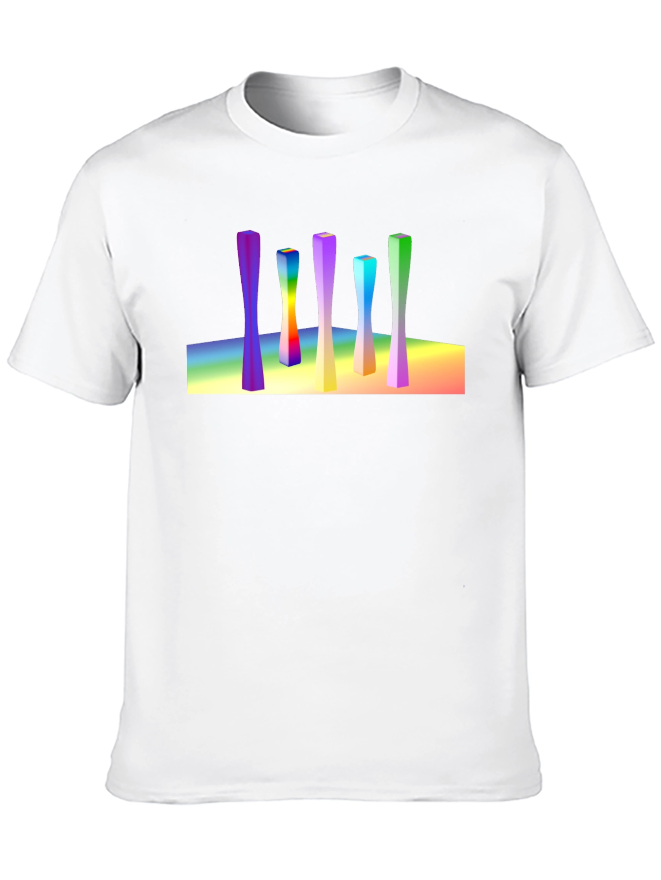 Abstract Art Rainbow Columns Black Tee