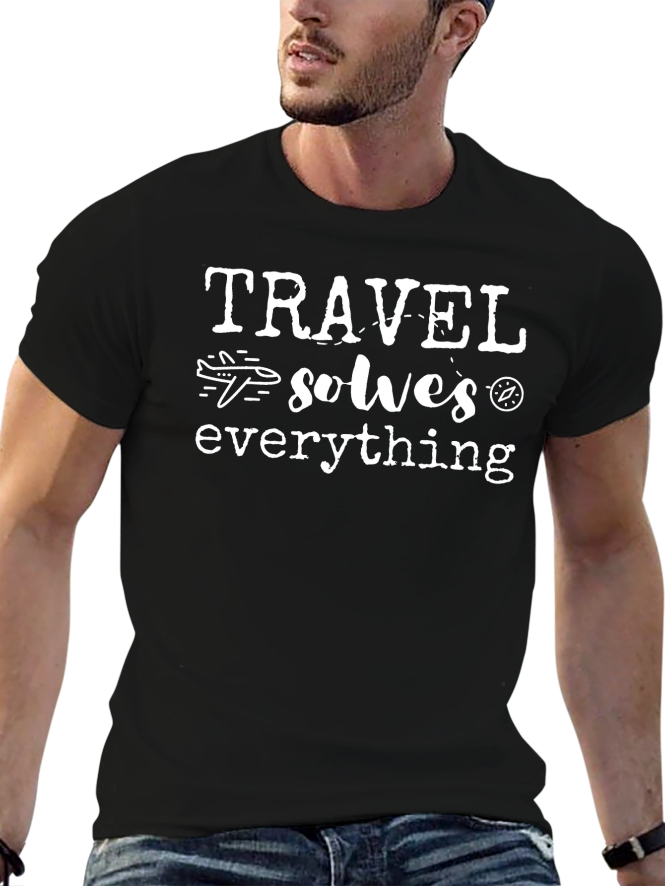 Travel Solves Everything Graphic Tee - Black