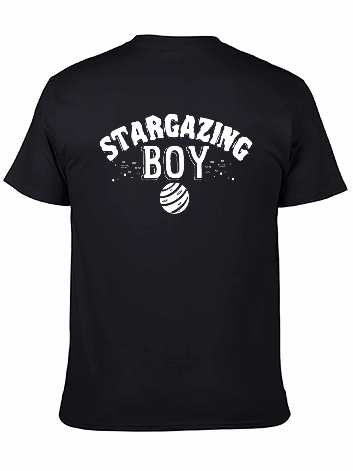 Stargazing Boy Graphic T-Shirt - Black