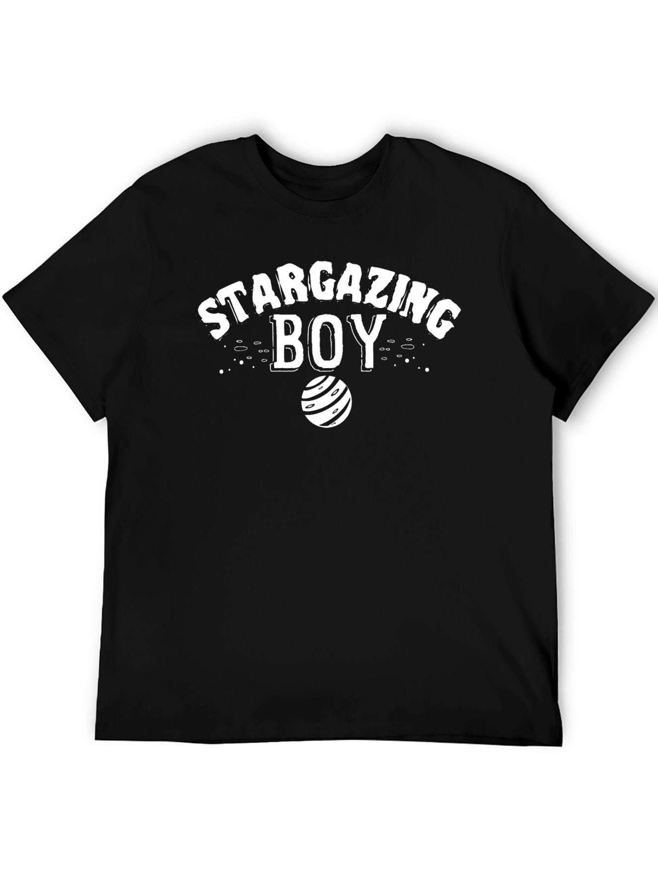 Stargazing Boy Graphic T-Shirt - Black