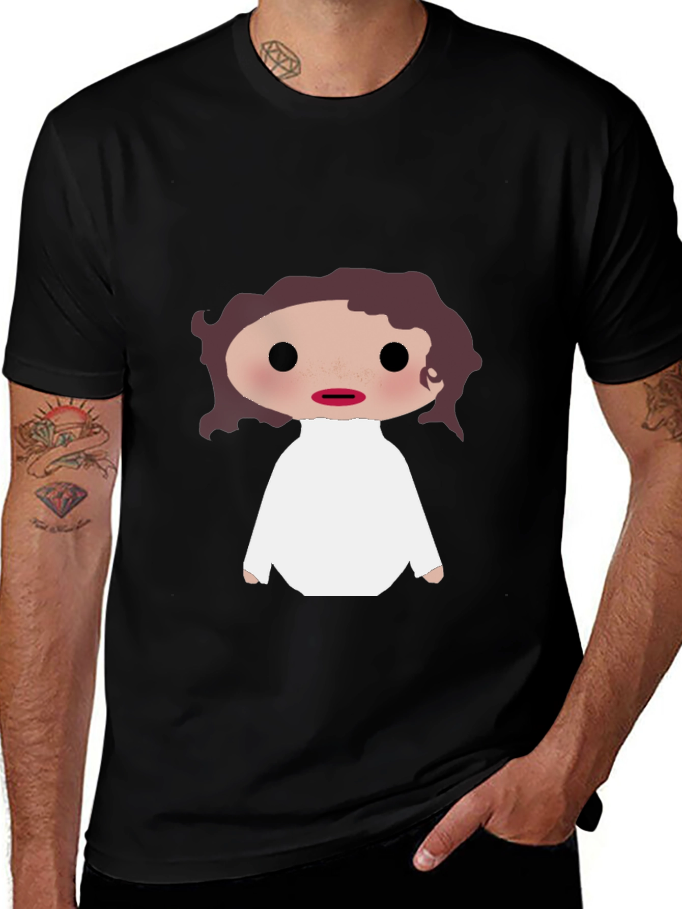 Cartoon Leia Unisex T-Shirt - Black
