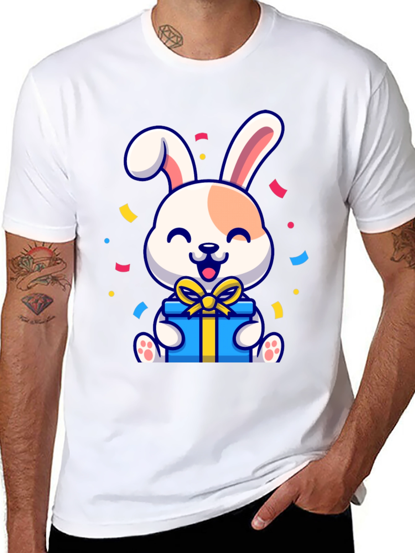 Cute Bunny Holding Gift T-Shirt