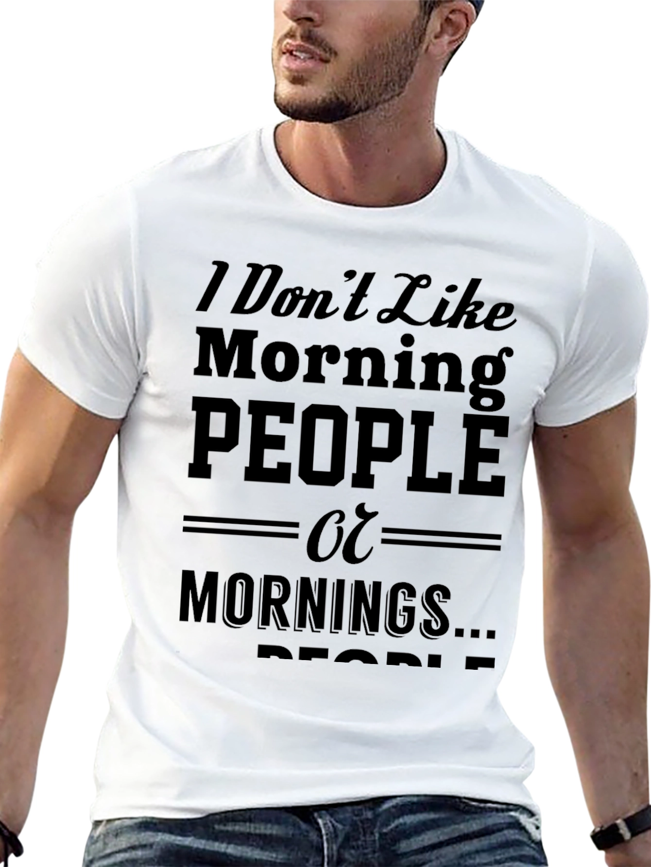 Funny I Dont Like Morning People Black T-Shirt
