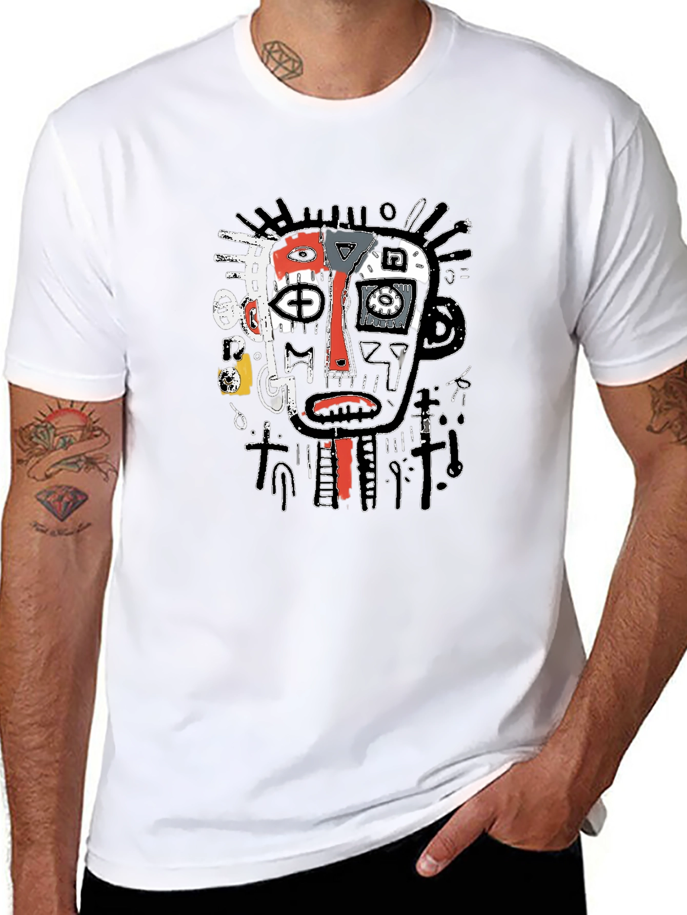 Abstract Face Graphic Print T-Shirt