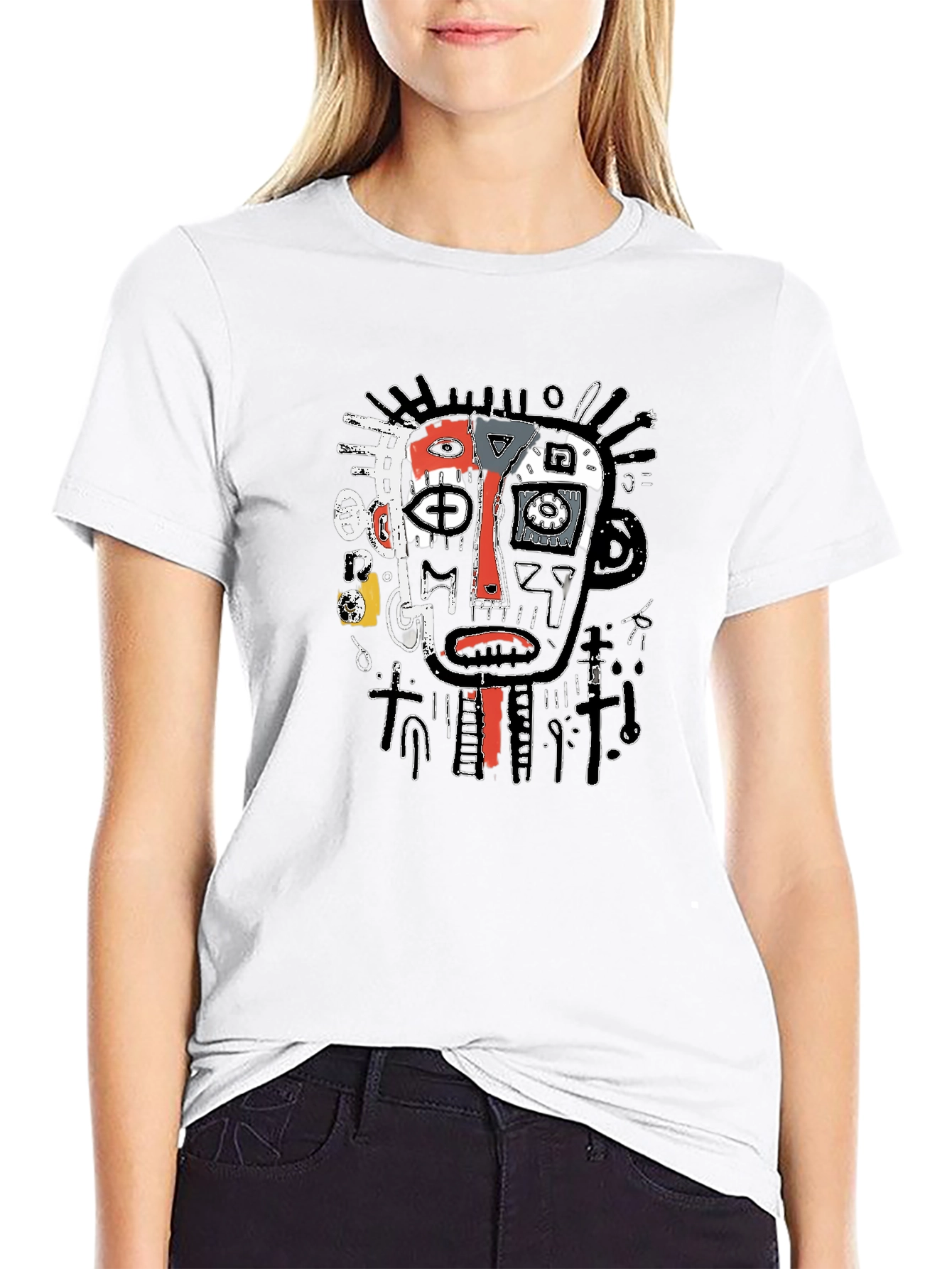 Abstract Face Graphic Print T-Shirt