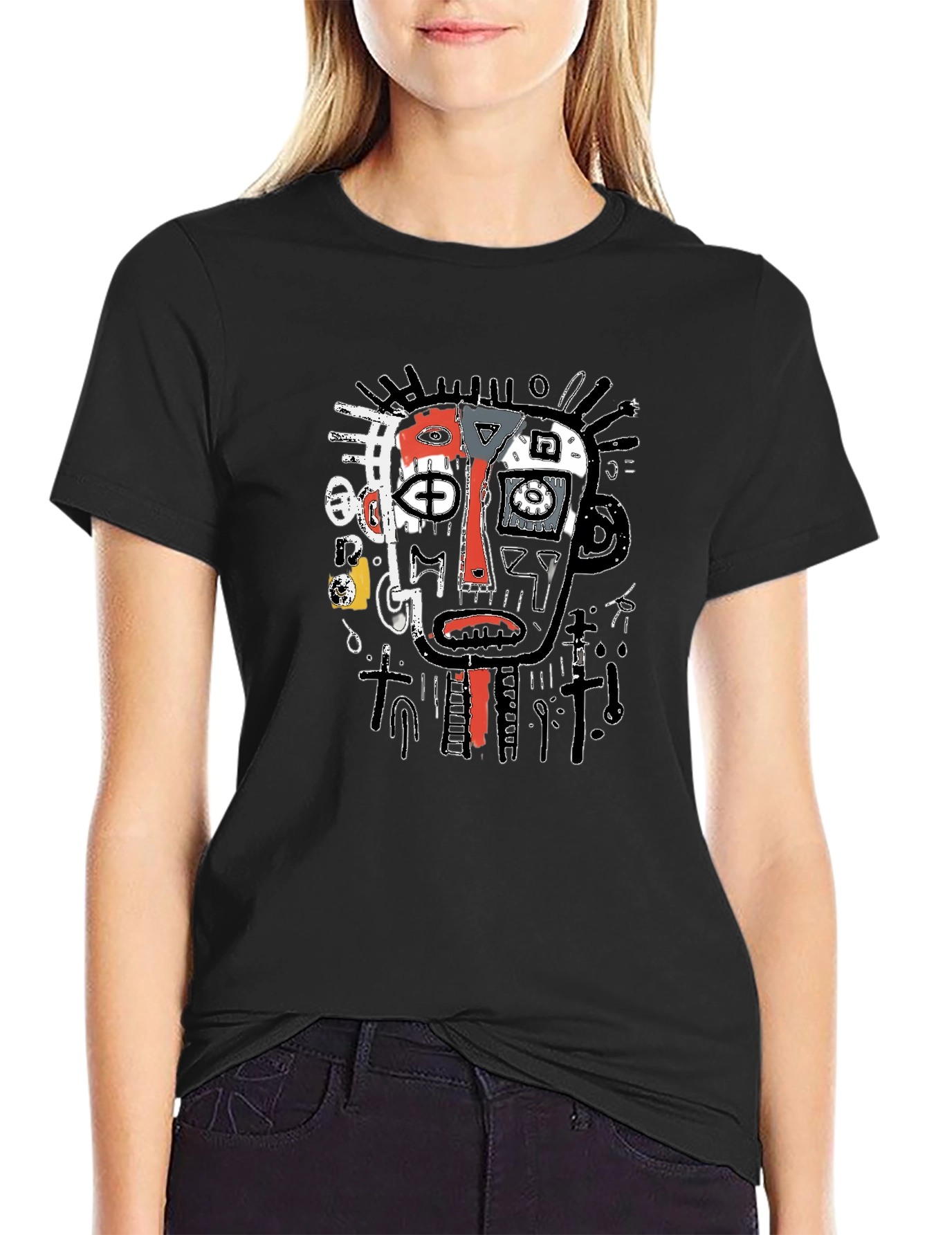 Abstract Face Graphic Print T-Shirt