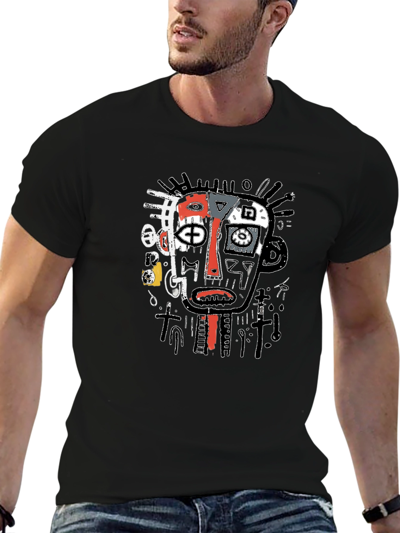 Abstract Face Graphic Print T-Shirt