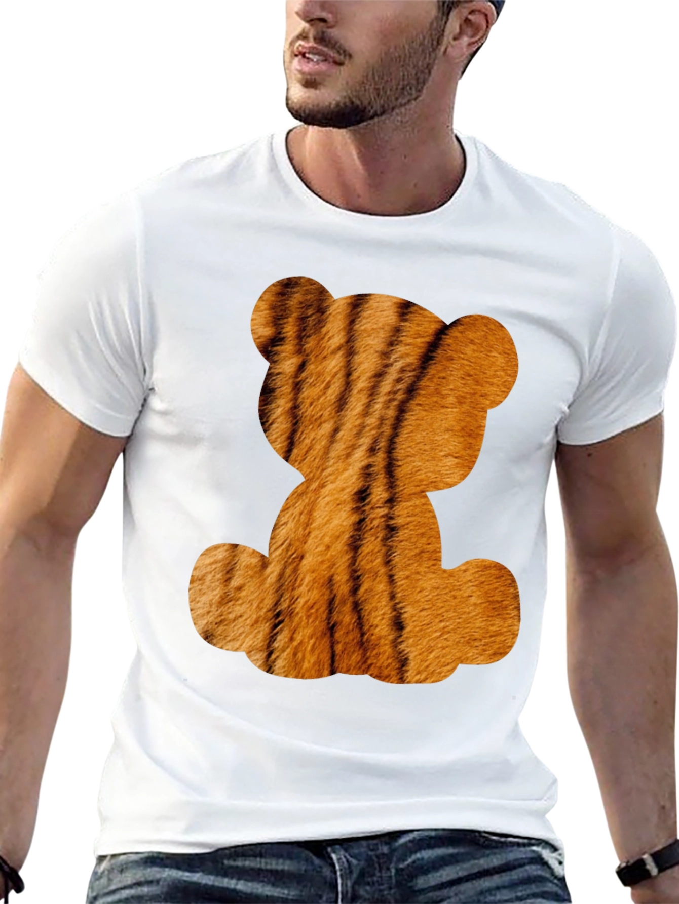 Tiger Teddy Bear Graphic Black T-Shirt