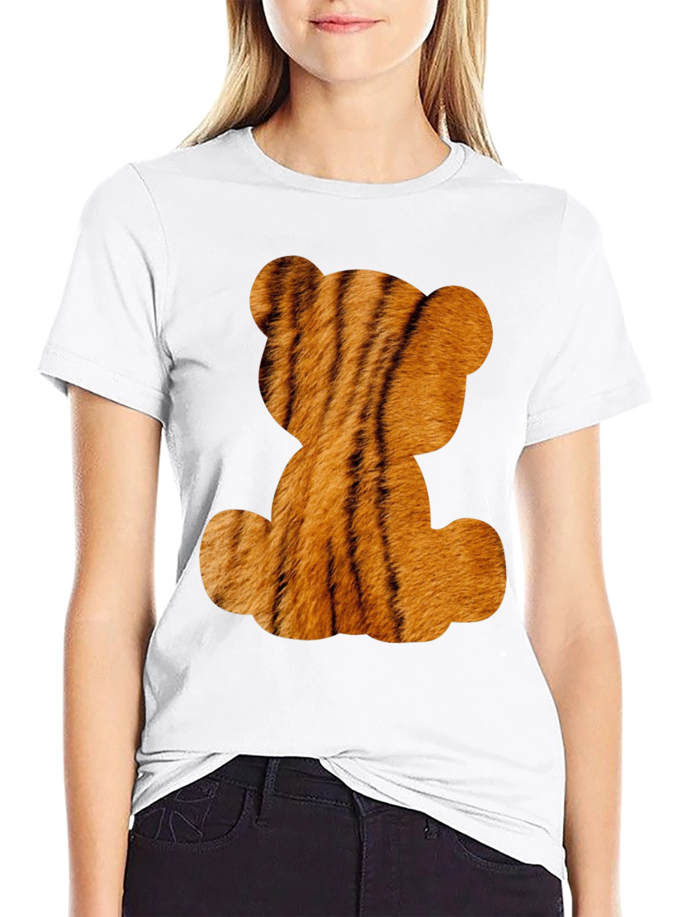 Tiger Teddy Bear Graphic Black T-Shirt