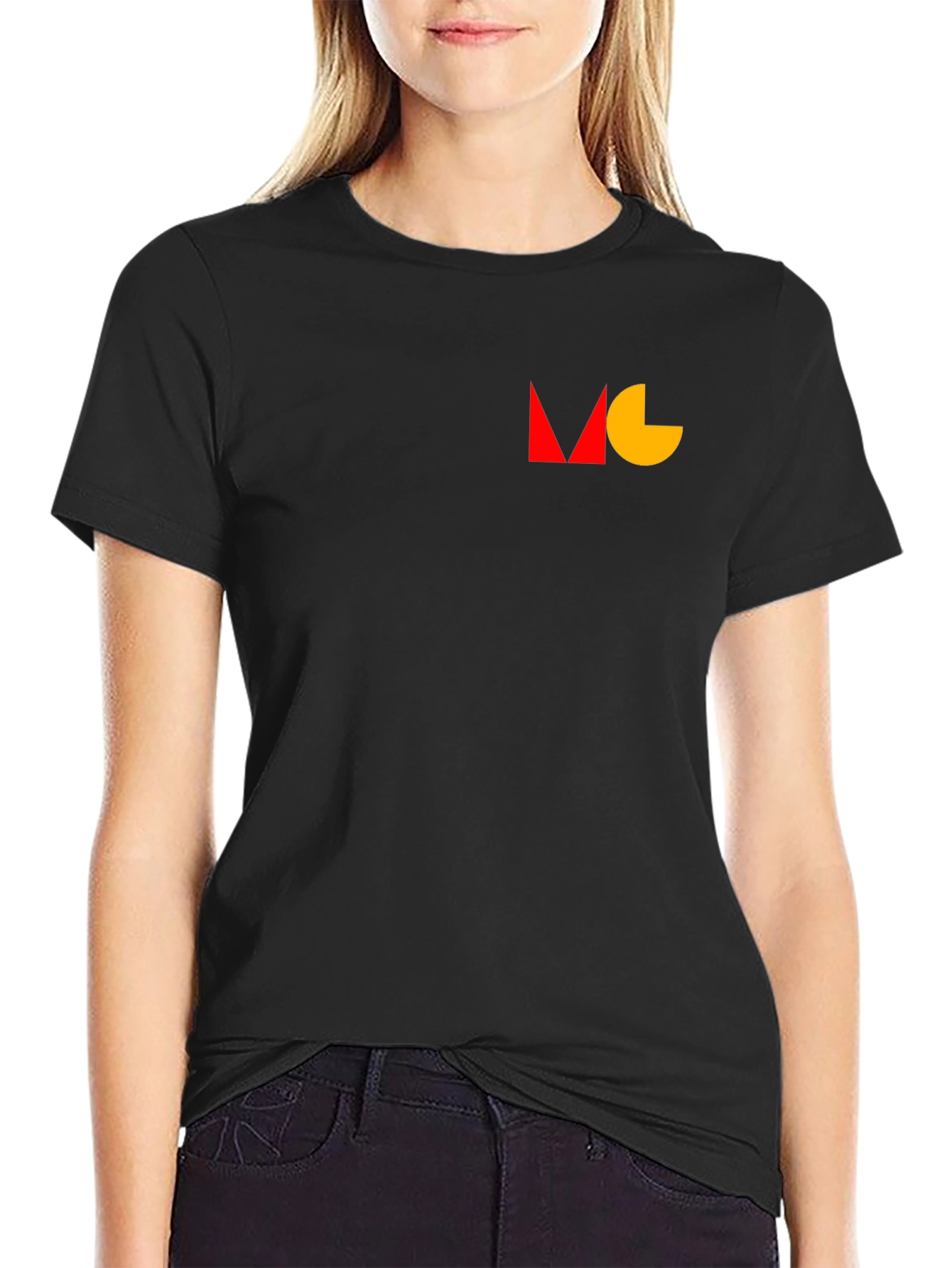 Modern Geometric Tee - Black Cotton Blend