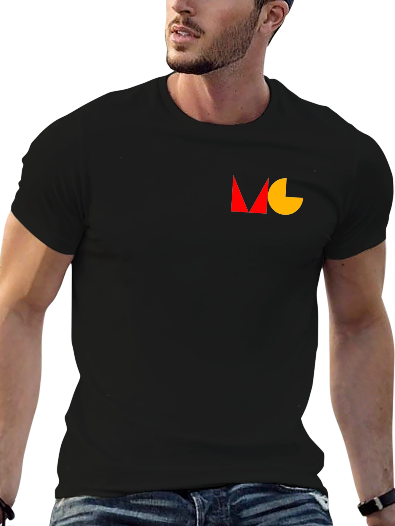 Modern Geometric Tee - Black Cotton Blend