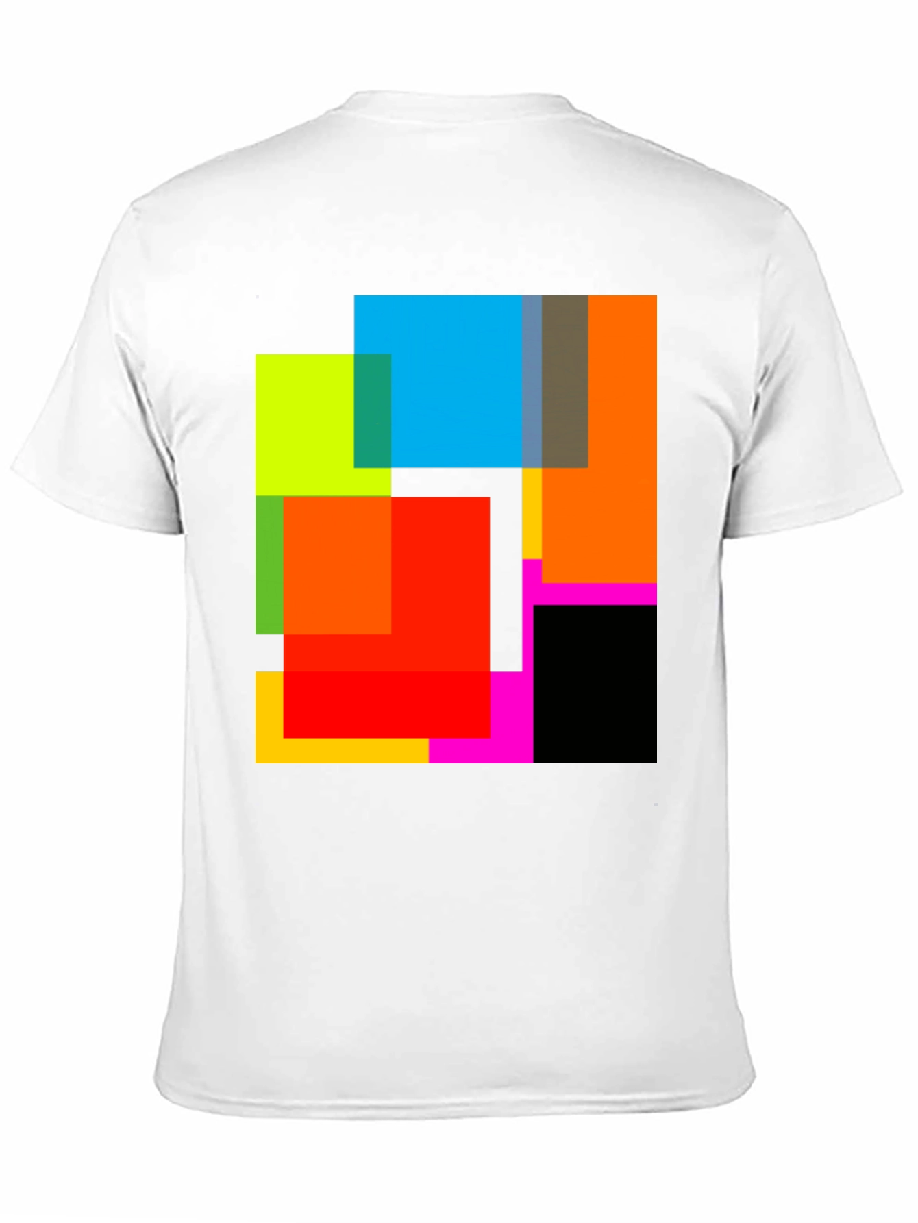 Abstract Geometric Square Pattern Black T-Shirt